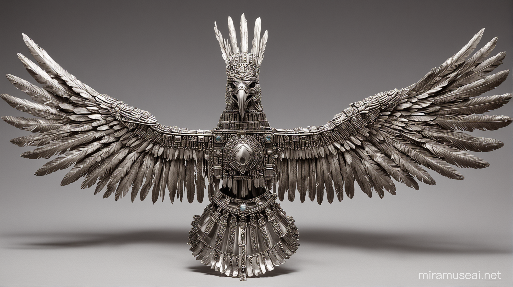 Silver Aztec Eagle Headdress on Chamalli