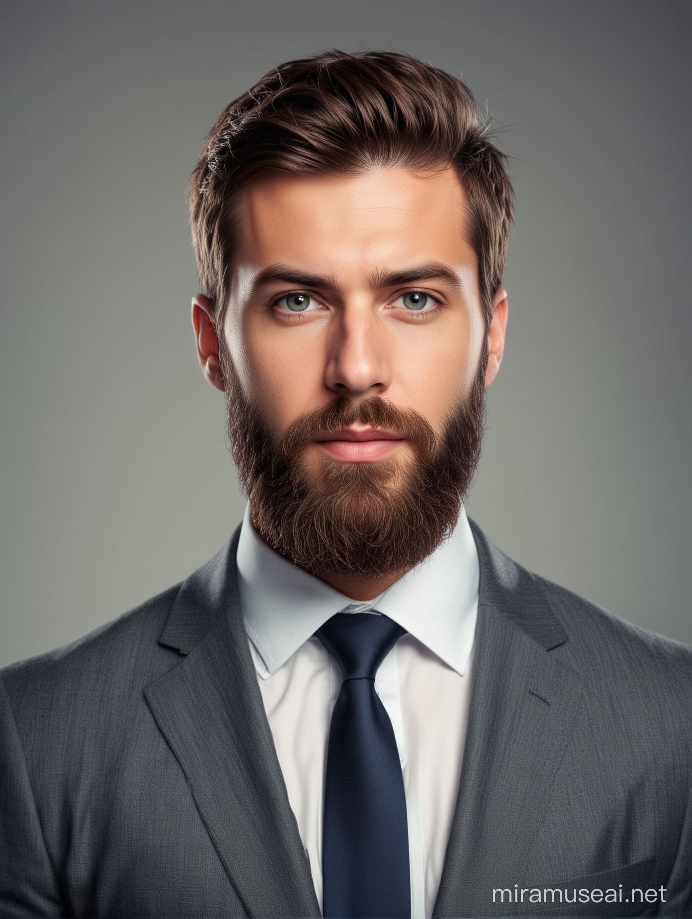 businessman man bearded handsome looking straight ahead