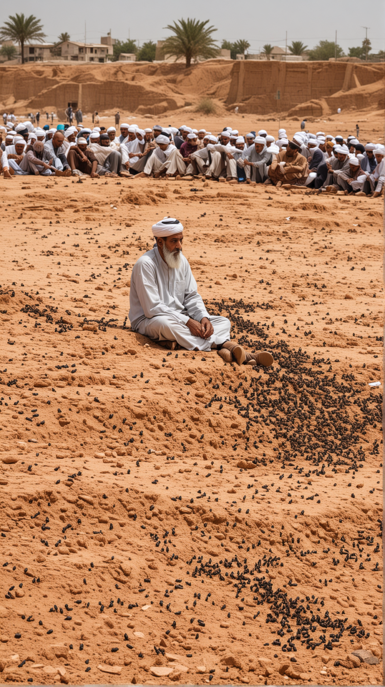 Muslim Man Resting Near Ant Homes