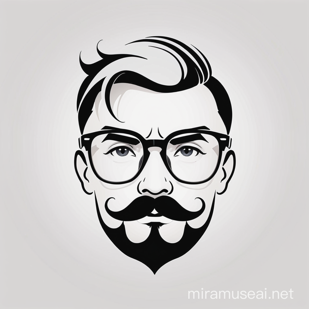 draw a logotype by using mustache, glasses and whit out other parts of face. this logo used for a learning website which called "USMUSA"