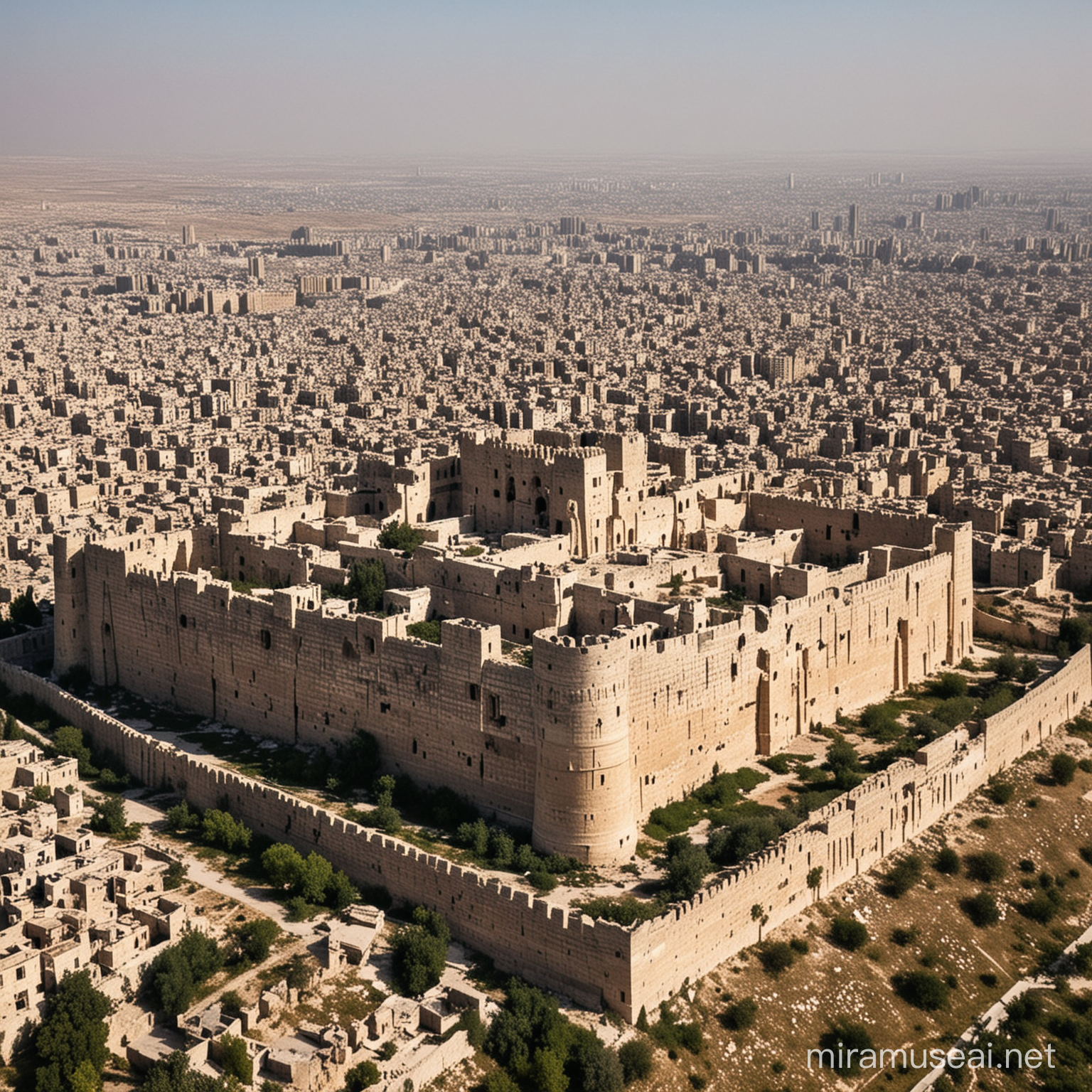 Aleppo Castle in Syria Ancient Fortress Standing Amidst Modern Cityscape