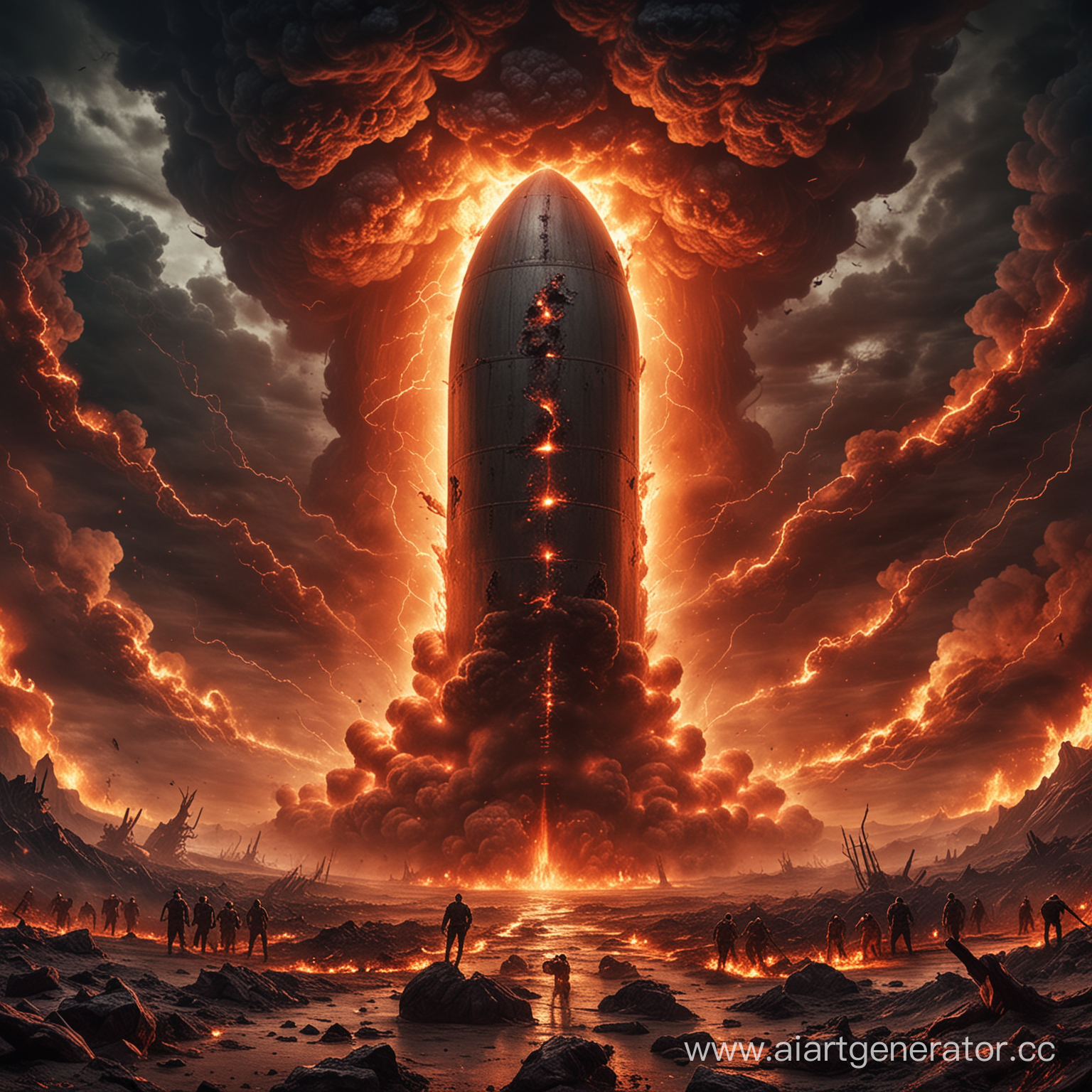 Giant demonic nuclear bomb in the depths of Hell