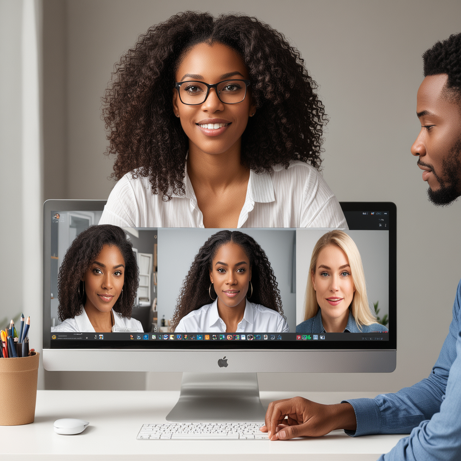 zoom masterclass black woman, white woman, black man on computer
