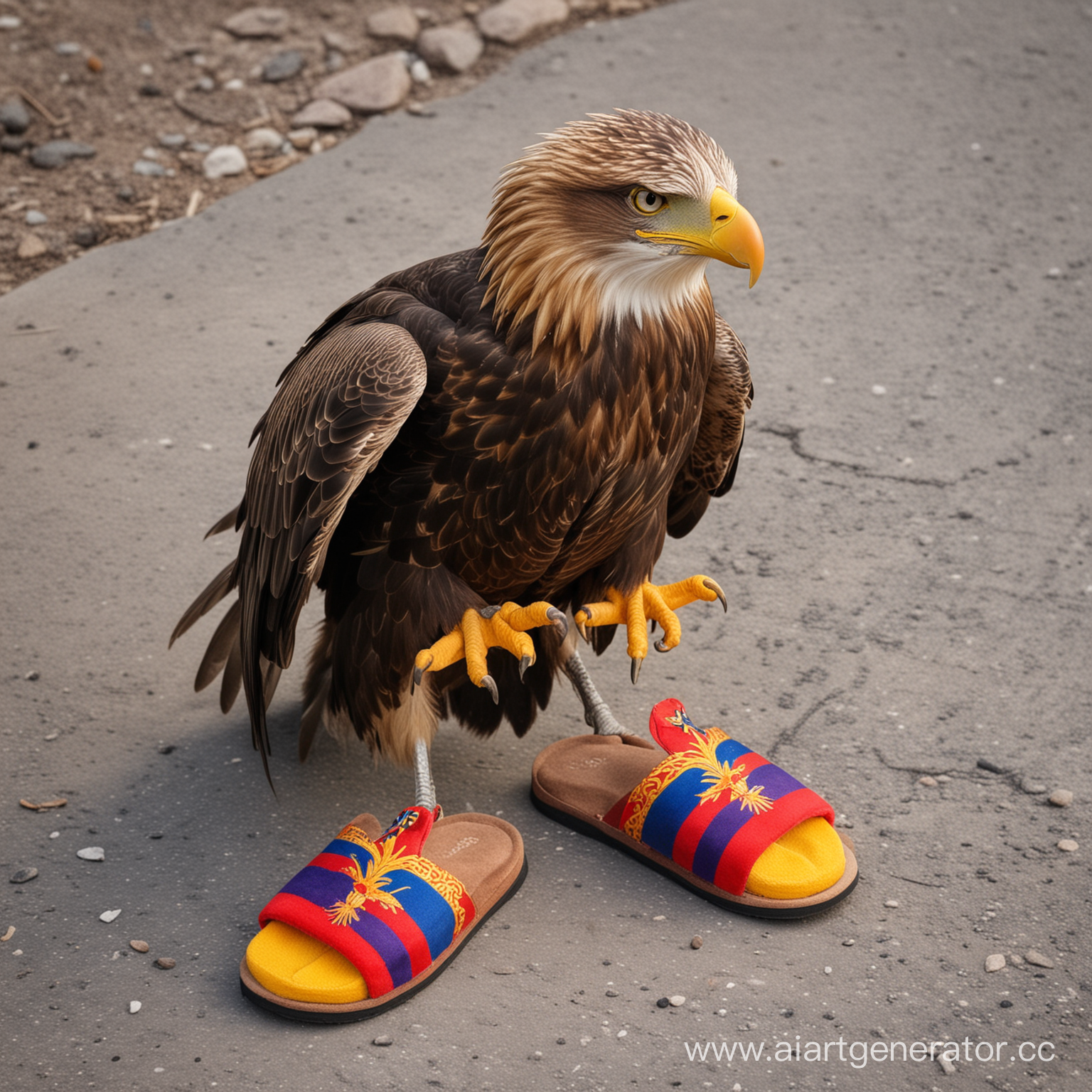 armenian eagle wearing slippers