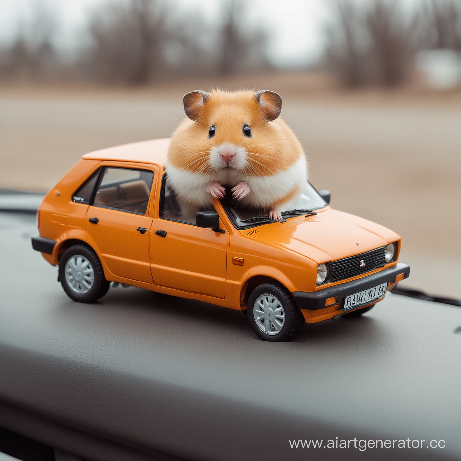 Hamster in car lada 2108