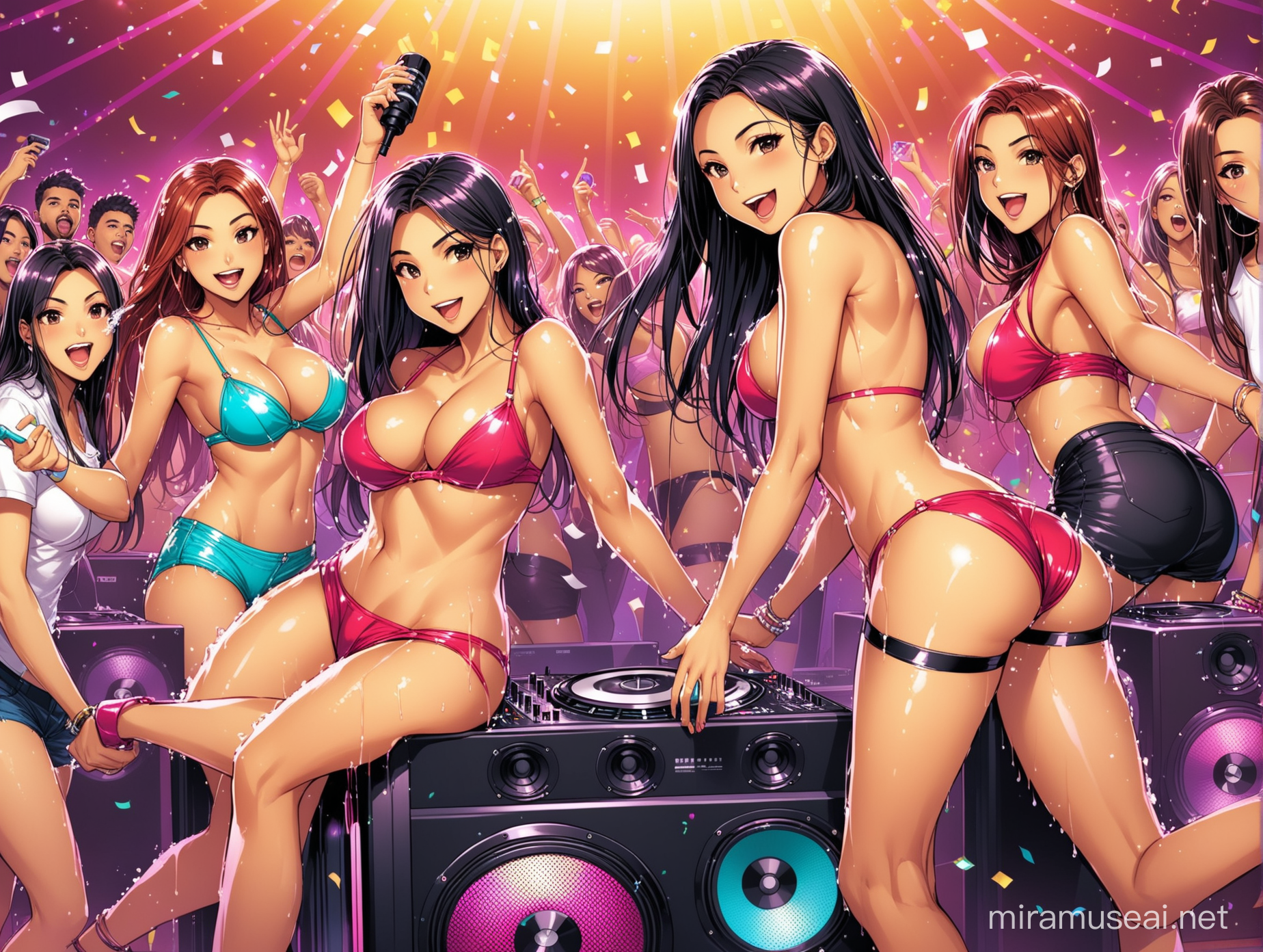 house party flyer
with girls stripping on the on a big speaker, while the boys spray cash and the DJ on top of the speaker played music