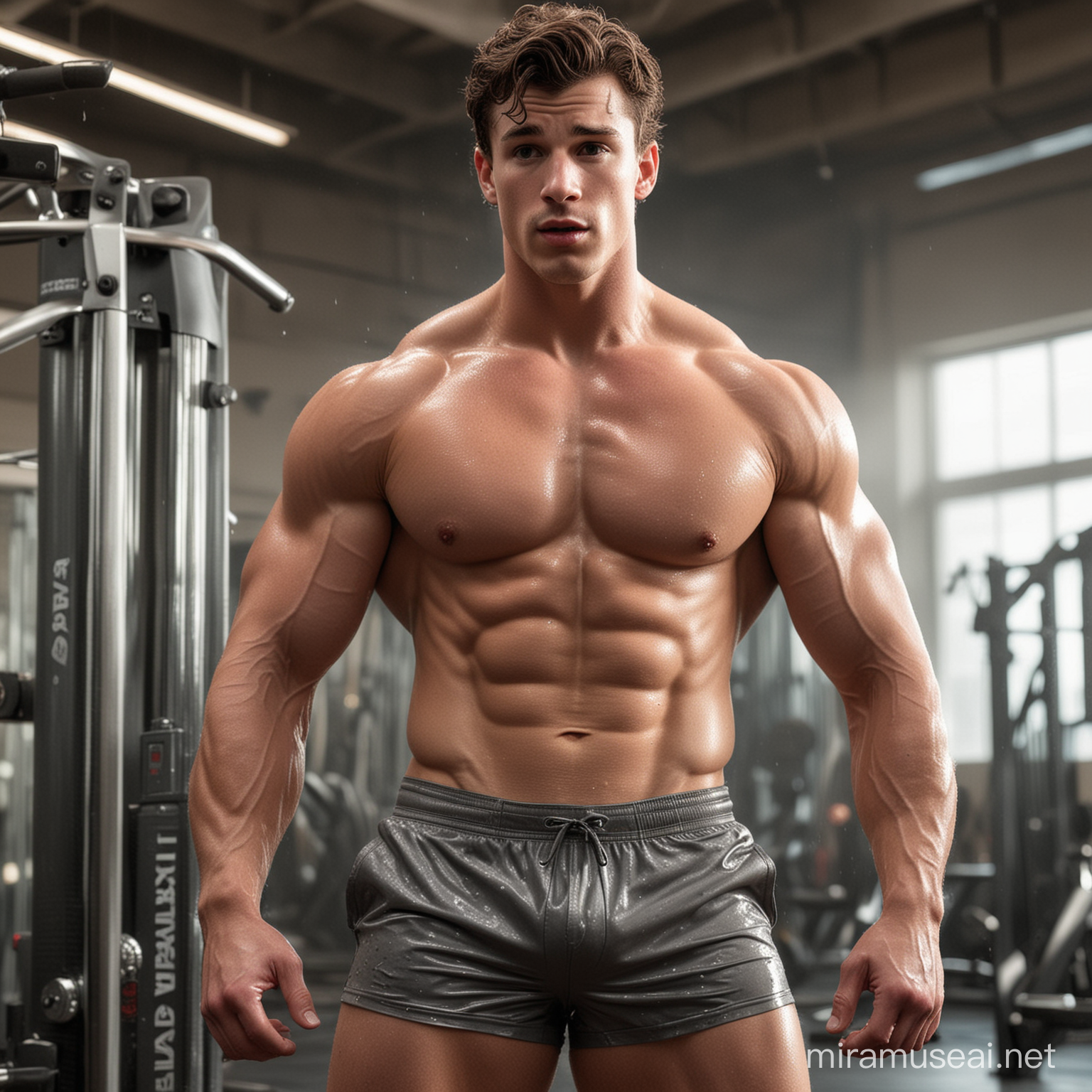 Shawn Mendes HyperRealistic Bodybuilder in Luxury Gym