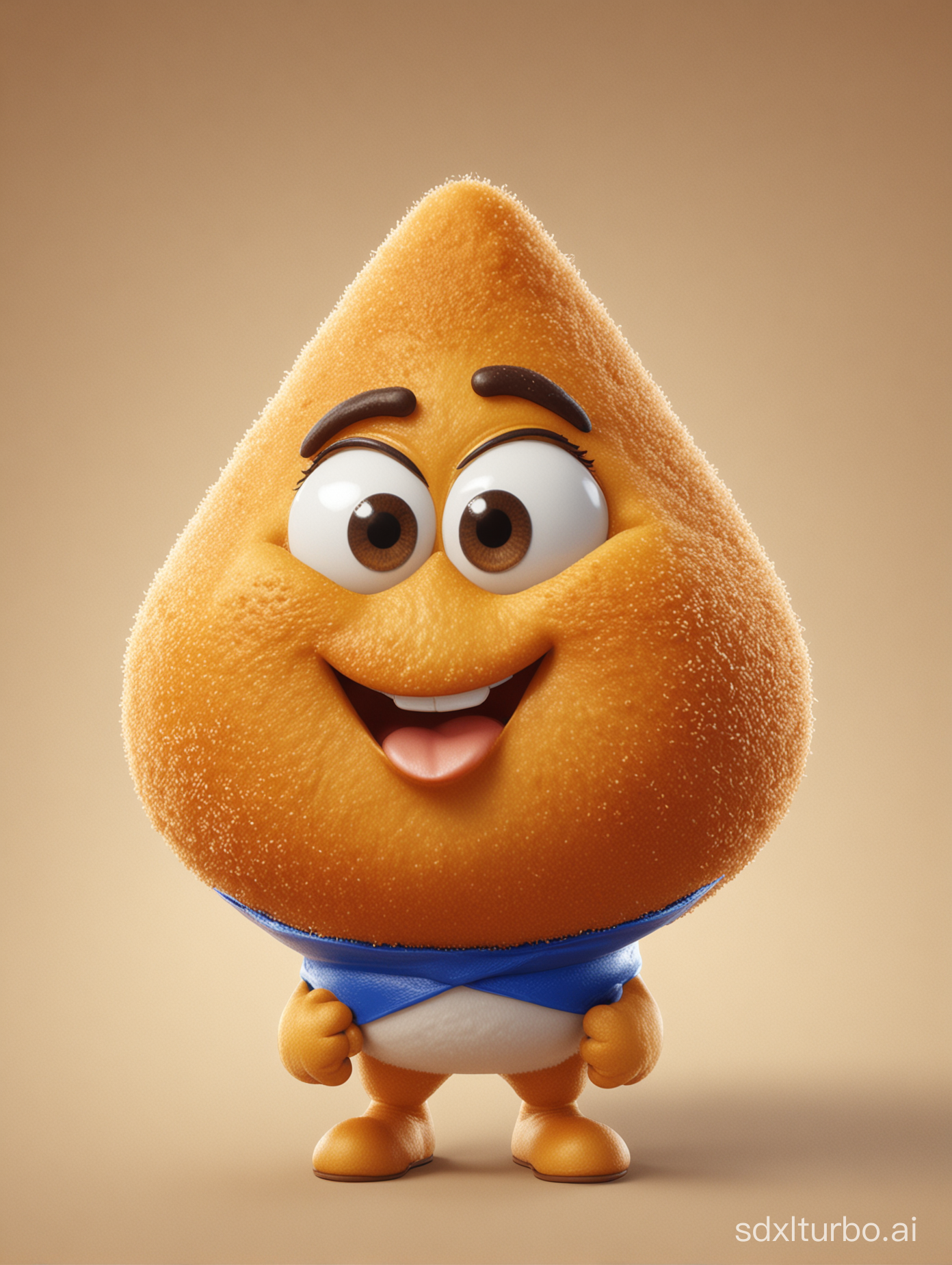 /imagine prompt: generate a 3d hd mascot of a coxinha, with the following attributes: iconic coxinha shape, friendly and engaging character, crispy and golden texture, creamy and flavorful filling, cheerful and inviting facial expression, high quality render with realistic details --ar 4:3 --q 2
