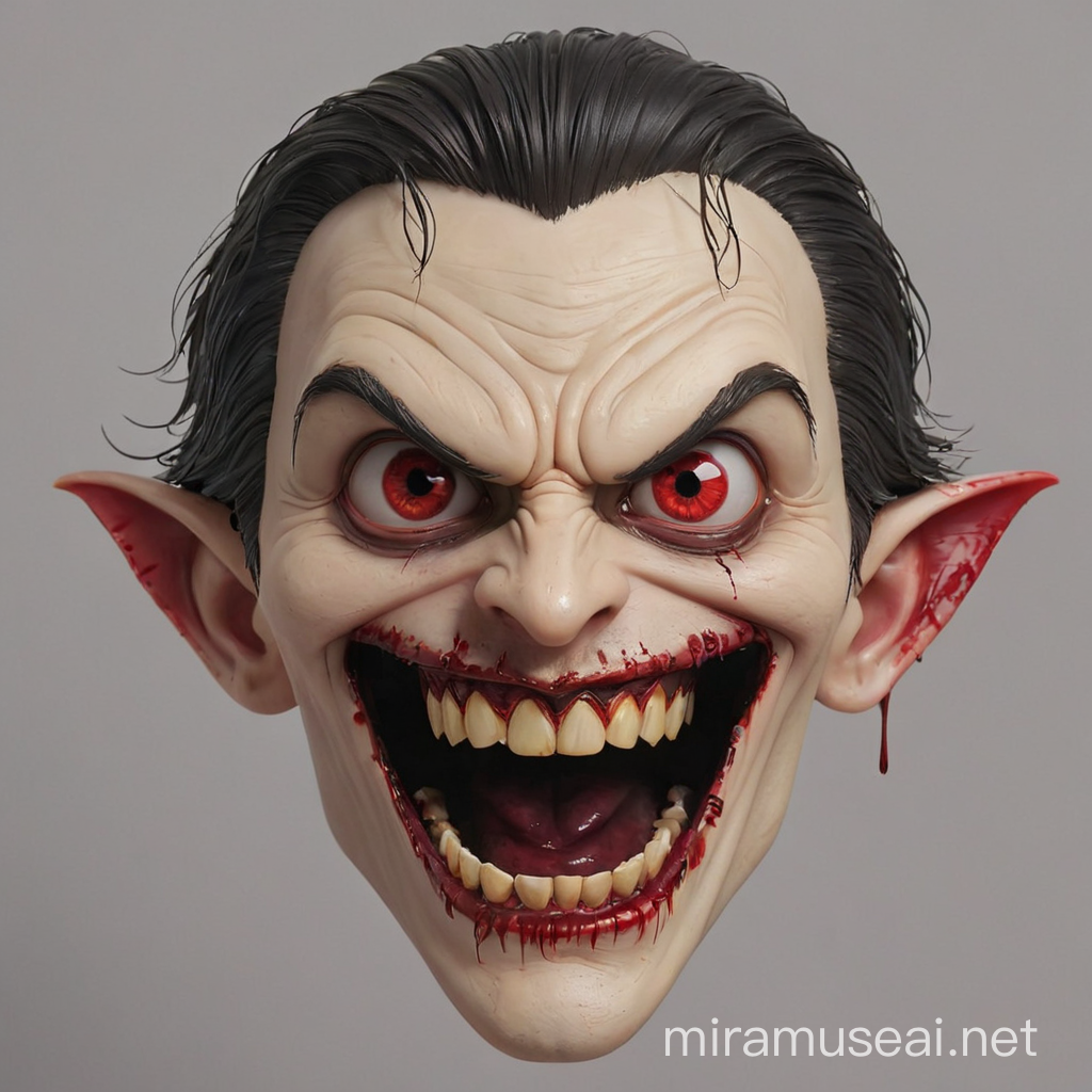 Eerie Vampire Mask with Bloody Eyes Spooky Horror Image