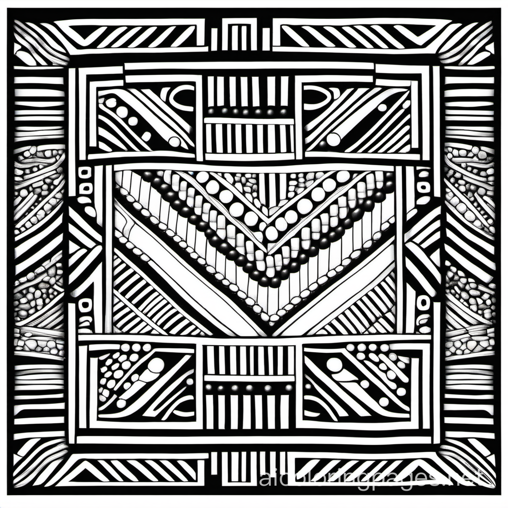 Detailed coloring page: A detailed depiction of a traditional Zulu beadwork pattern, showcasing geometric shapes and vibrant colors., Coloring Page, black and white, line art, white background, Simplicity, Ample White Space. The background of the coloring page is plain white to make it easy for young children to color within the lines. The outlines of all the subjects are easy to distinguish, making it simple for kids to color without too much difficulty