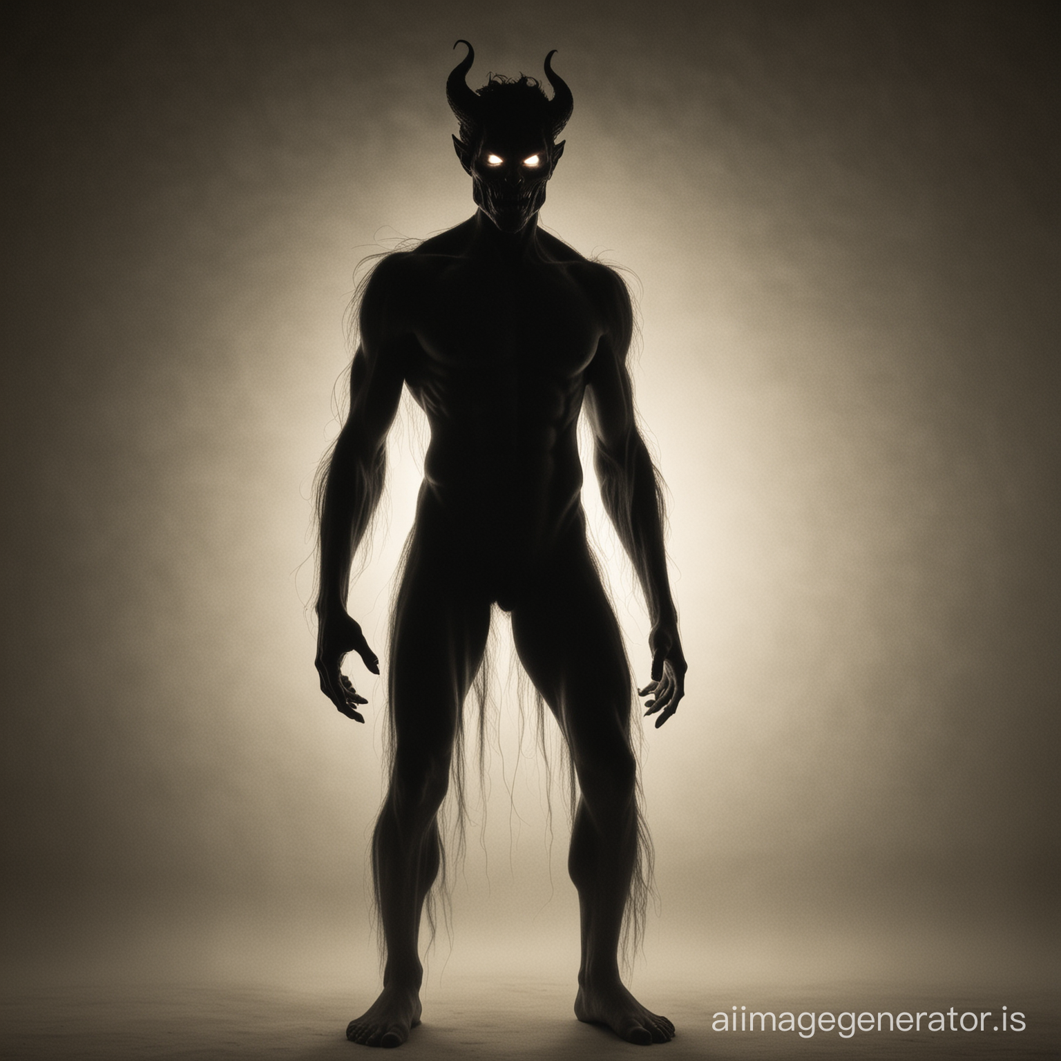 ghostly shadow figure of a demon, flexing