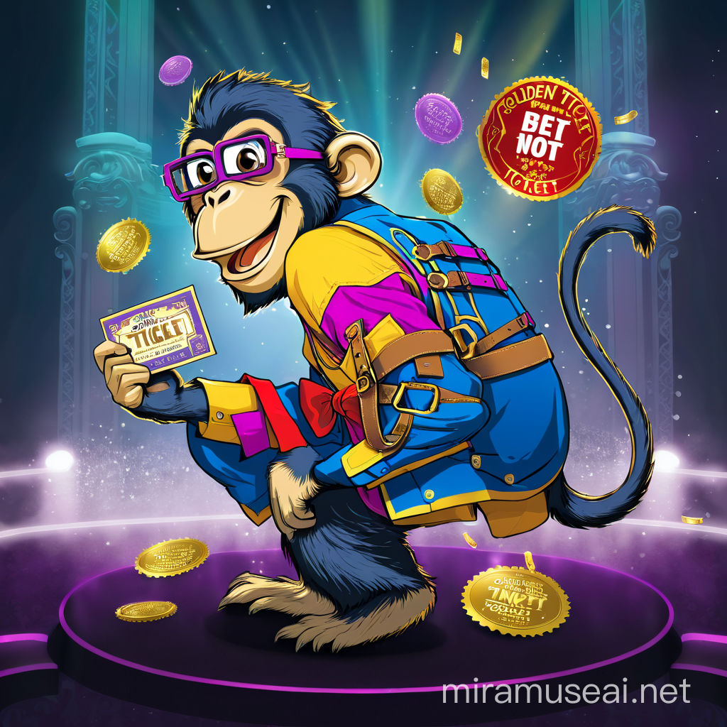 Curious Monkey Holding Golden Ticket