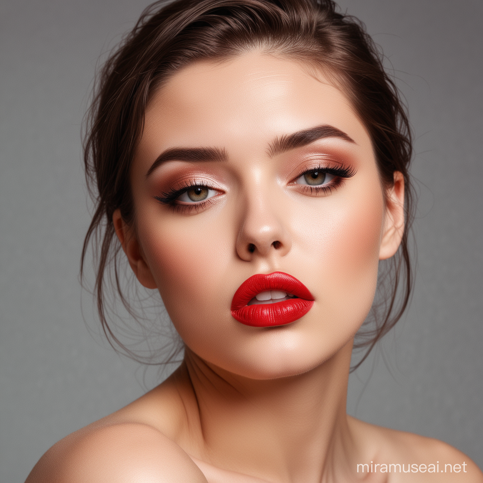 Seductive Fashion Portrait of a Model with Pouty Red Lips