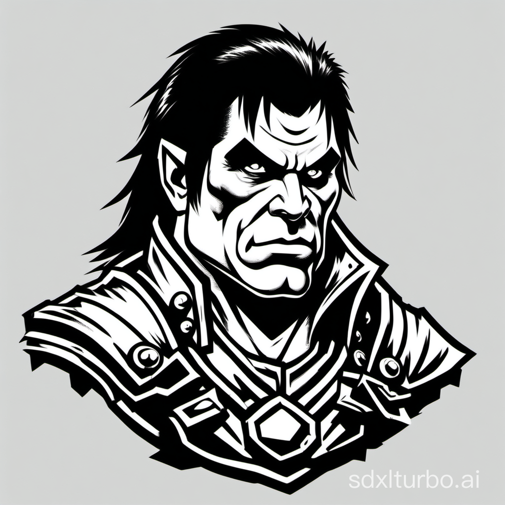 true white background, character portrait, subject only, style of 1981 Dungeons and Dragons, a half-orc:Glenn Danzig fighter, isolated in white, close up, 1bit bw, simple, minimal, white background,