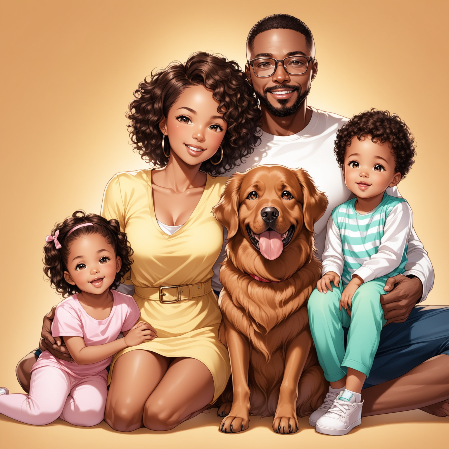 African American Family Enjoying Outdoor Time with Pet Dog and Children