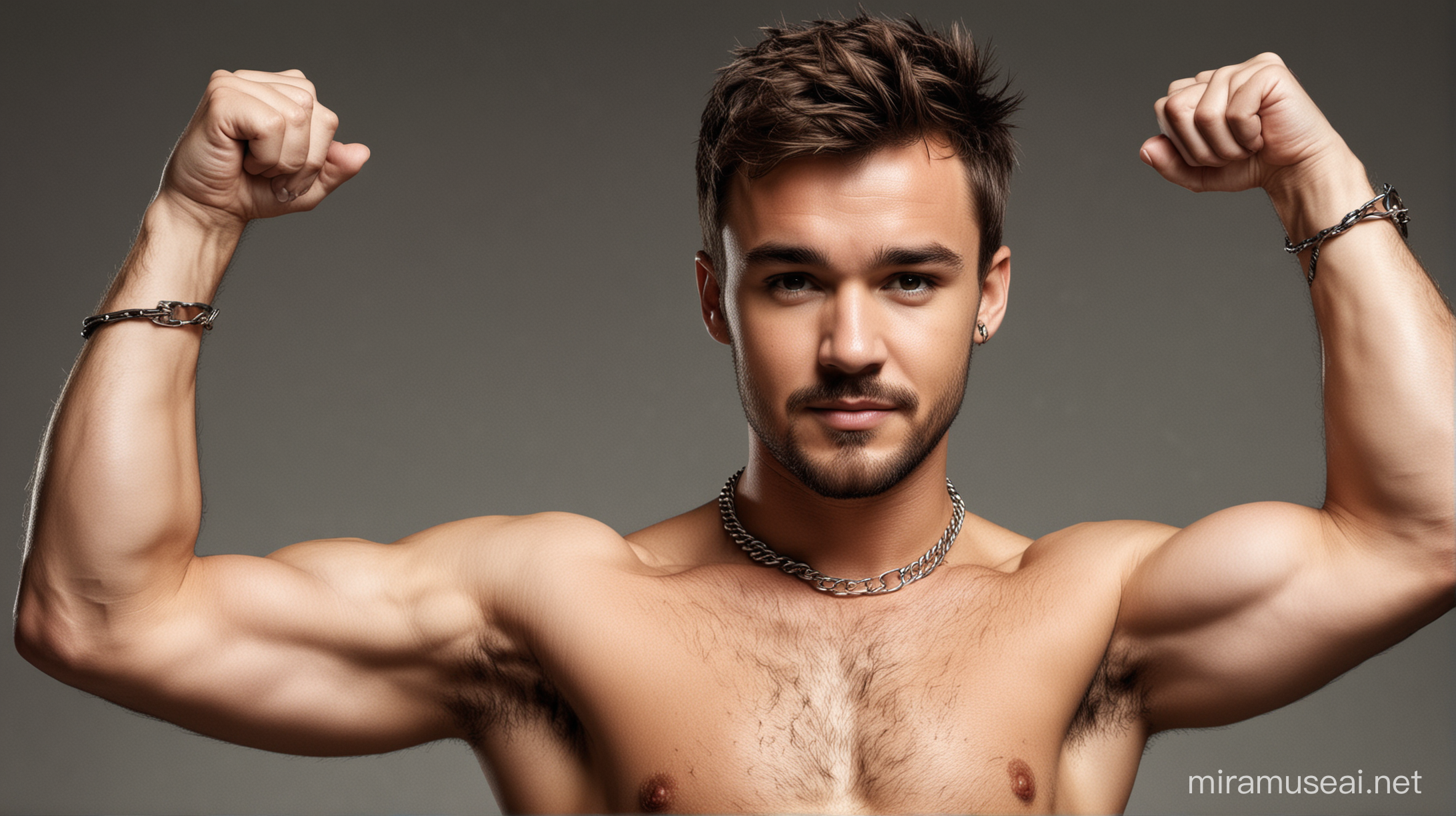 Muscular Liam Payne in Chains Displaying Hairy Armpits