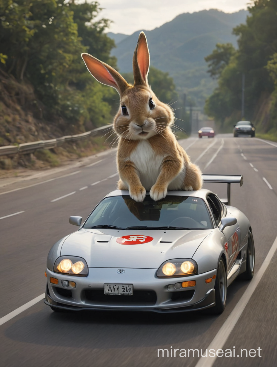 Rabbit Driving Toyota Supra MK4 Sports Car