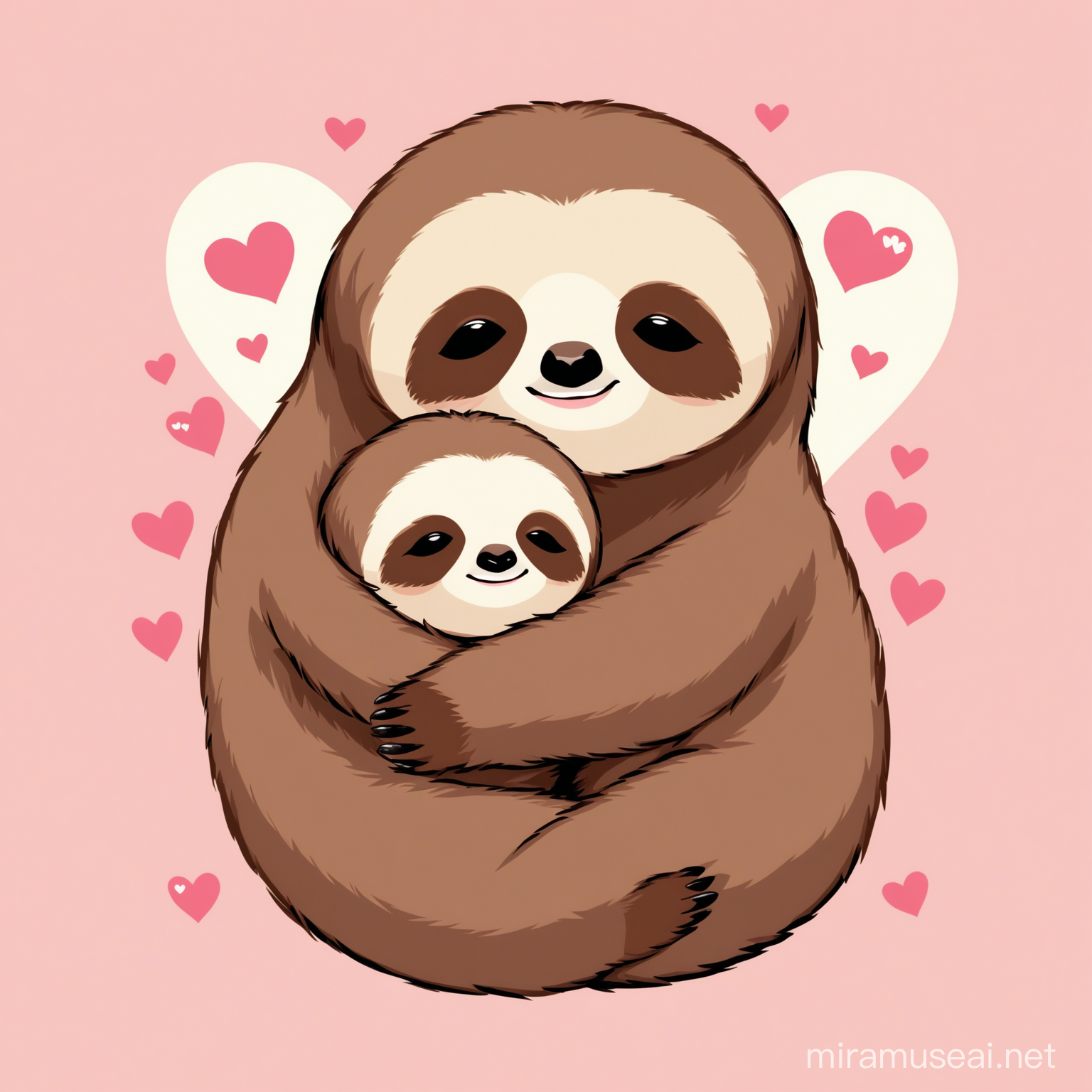 Affectionate Sloths Embracing in the Rainforest Canopy