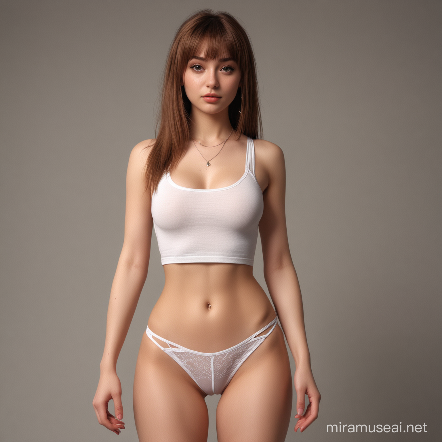 make a complete body pic, sexy and charming model, no erorrors, no duplicate. e-girl, style, ghotic thot oufit, thong, hot, stable, no blur. full body, hd, stablediffusion, high resolution, the girl has a face whit a bangs hair cut, no deformations, 8k, gorgeous outfit, definited face, proportions, charming vibes, real hair, no low definition, no imperfections, realistic body and face, piercing, sultry, tart, lass, real skin texture, full body, gorgeous dettails, cute crop top, proportions, aesthetic outfit, e-girl style makup, definted acessory, no deformations, realistic proportions, no deformed acessory, no low quality acessory, realistic hair, full body, beautyful, realistic locations background, realistic girl, realistic fabric, cameltoe, realistic,  dont hide dettails, realistic body, realistic proportions, definited body parts, pretty face