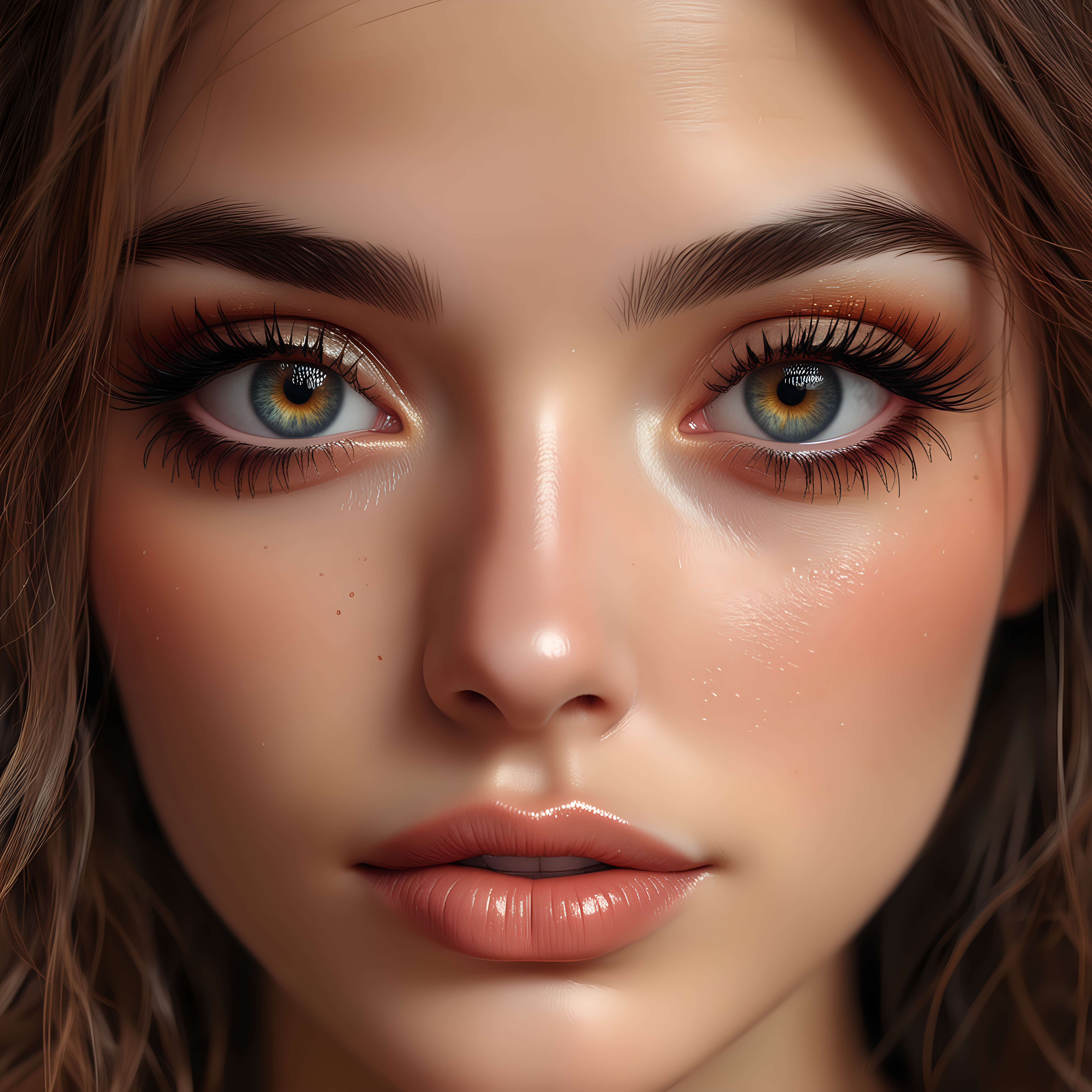 Detailed Portrait with Serene Expression and Vibrant Colors