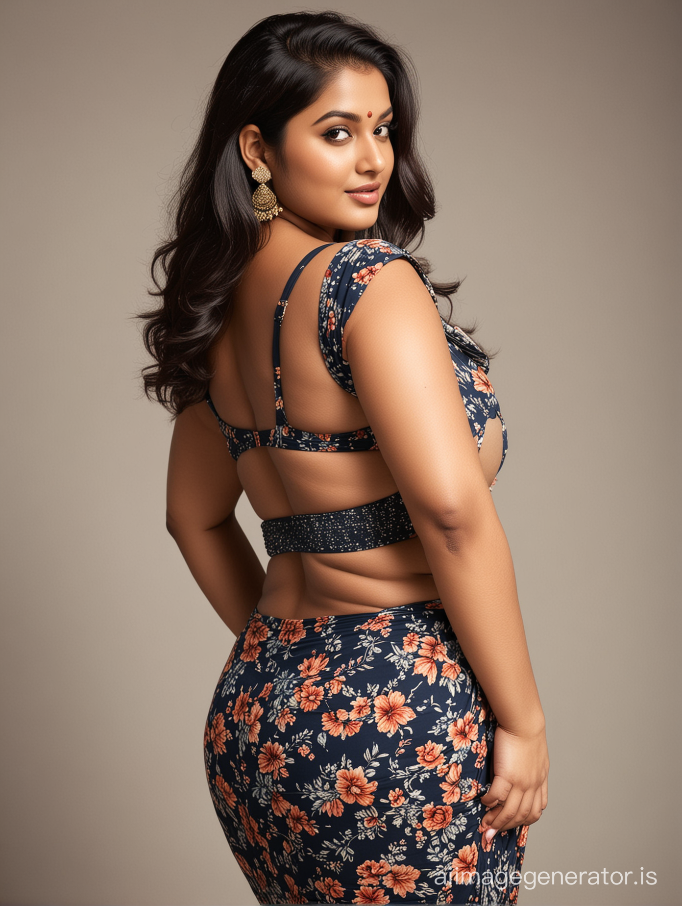 Beautiful indian plus size women show her back