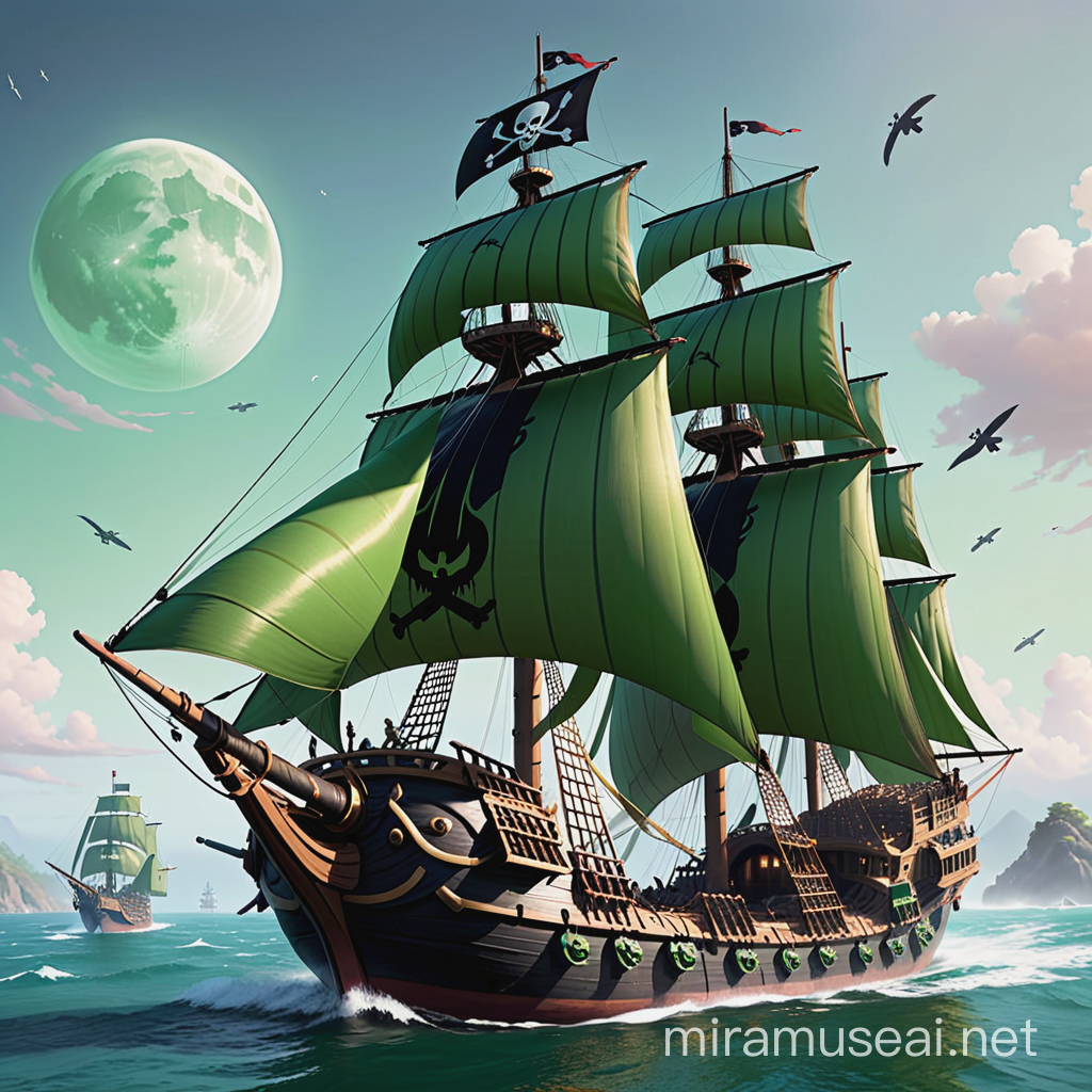 Kyoshi Corsairs Greenthemed Pirate Fleet Sailing the Seas