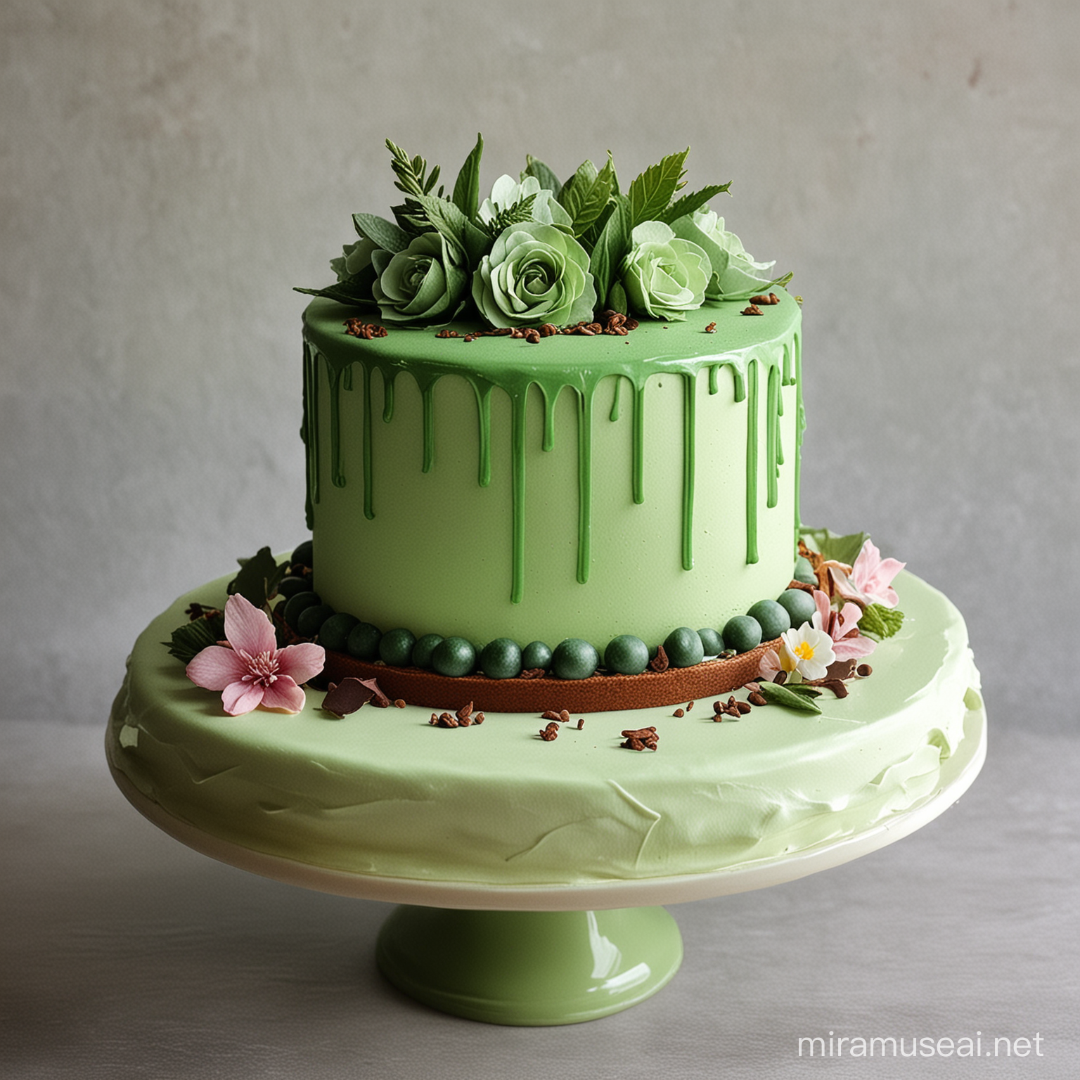 1 tier Green Goddess Cake ,simple