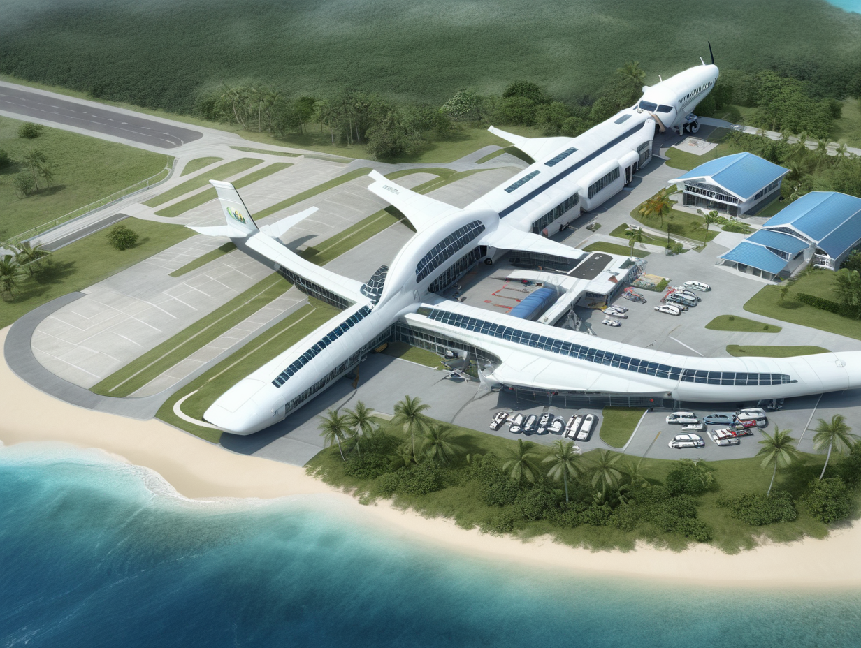 small airport terminal and runway extension in Philippine sea side resort