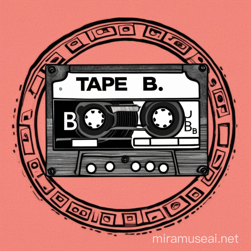 Psychedelic Cassette Tape with Tape B Label and Circular Design
