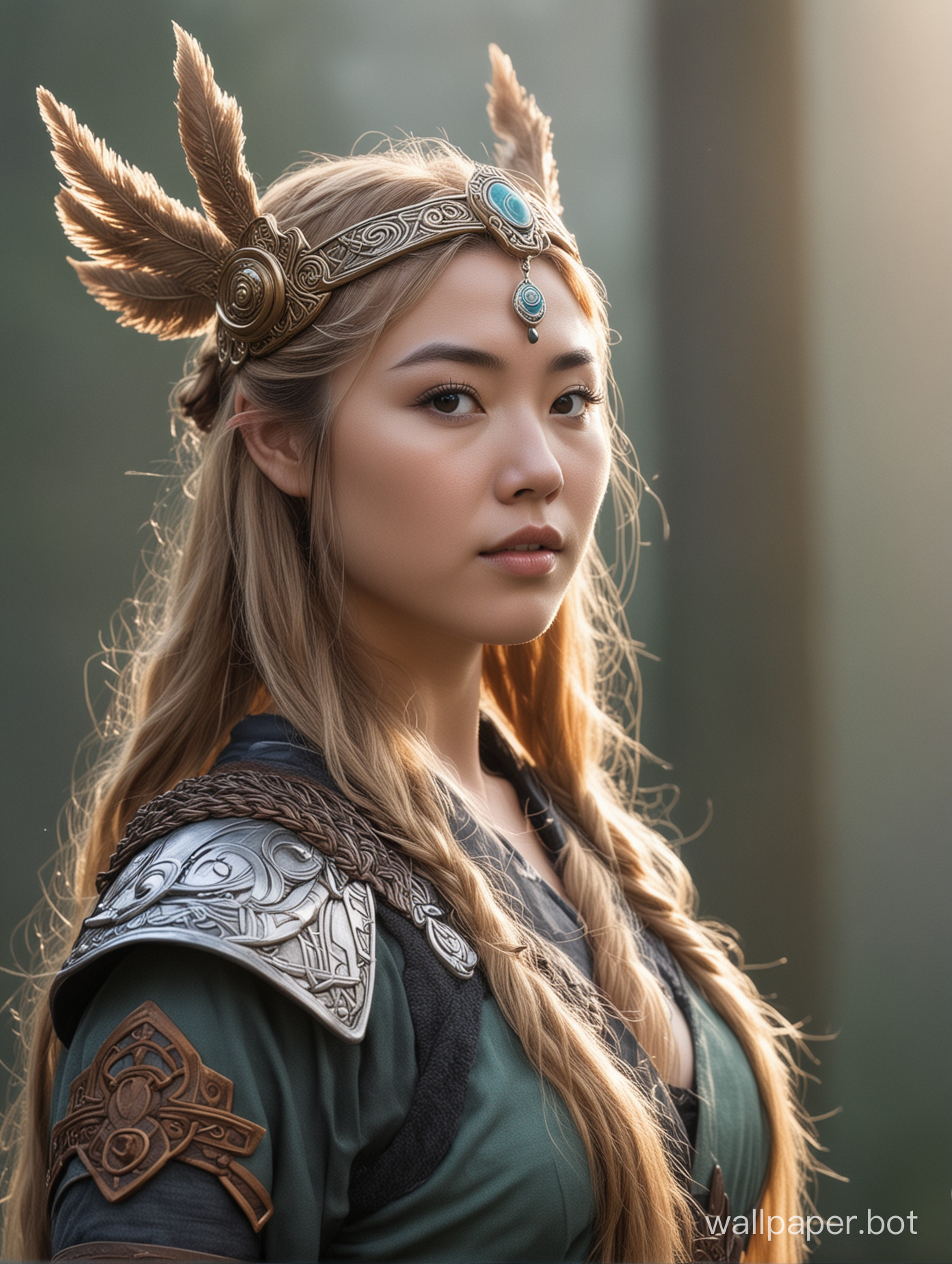 An 22 year year old asian female norse goddess Freyja in her element 