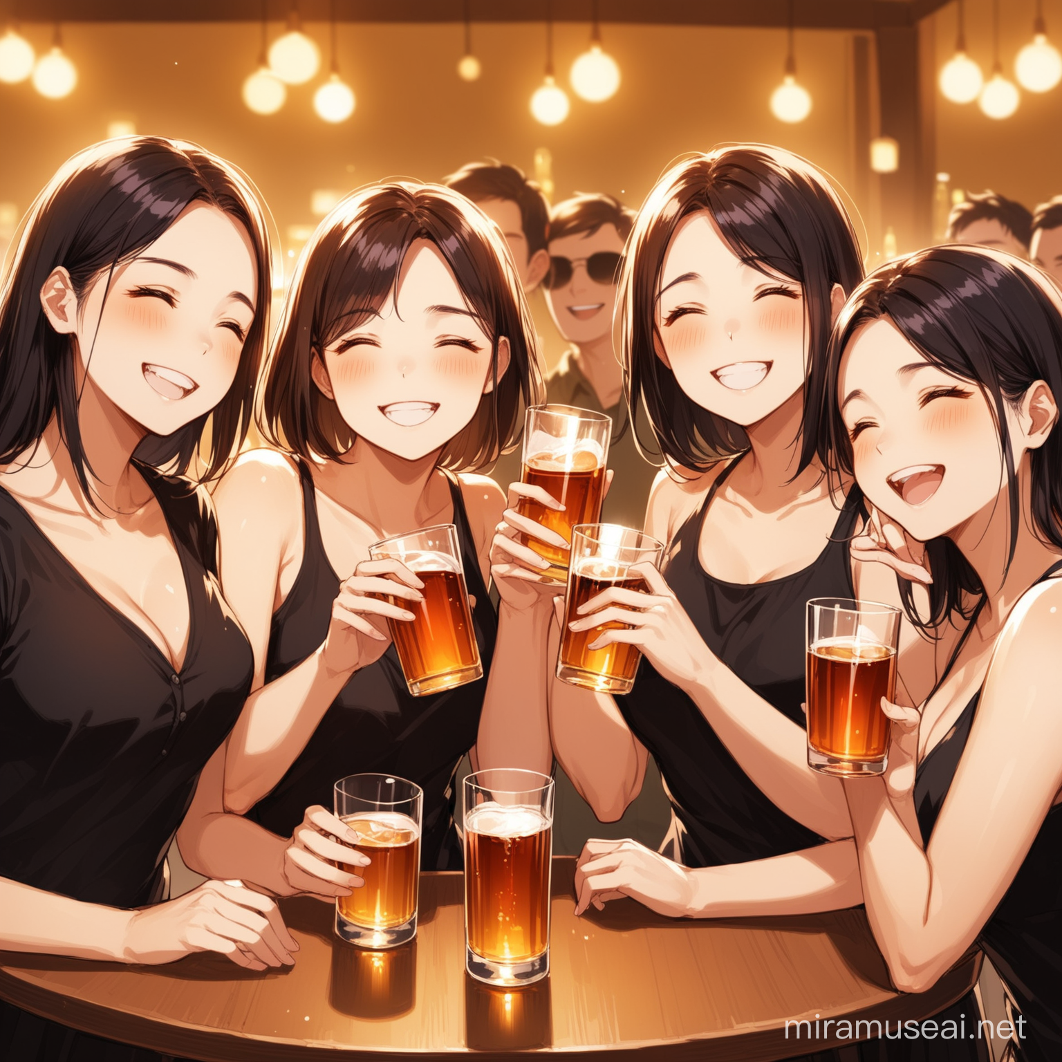 Joyful Gathering of Friends Enjoying Alcoholic Beverages