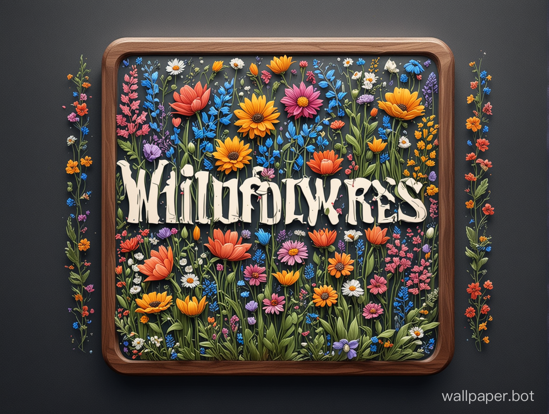 wildflowers logo, masterpiece, square logo, vector art, hipperdetailed crazy scale colors, dream scale