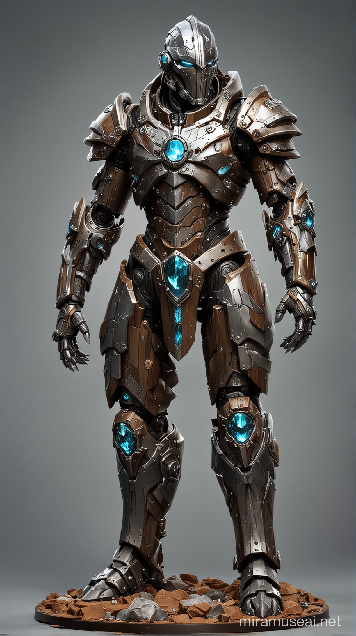 Magical Warforged Construct Wood and Metal Fusion Powered by Crystals