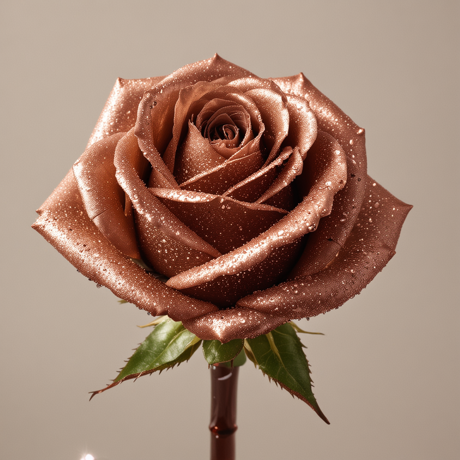 Elegant Brown Rose with Sparkling Petals