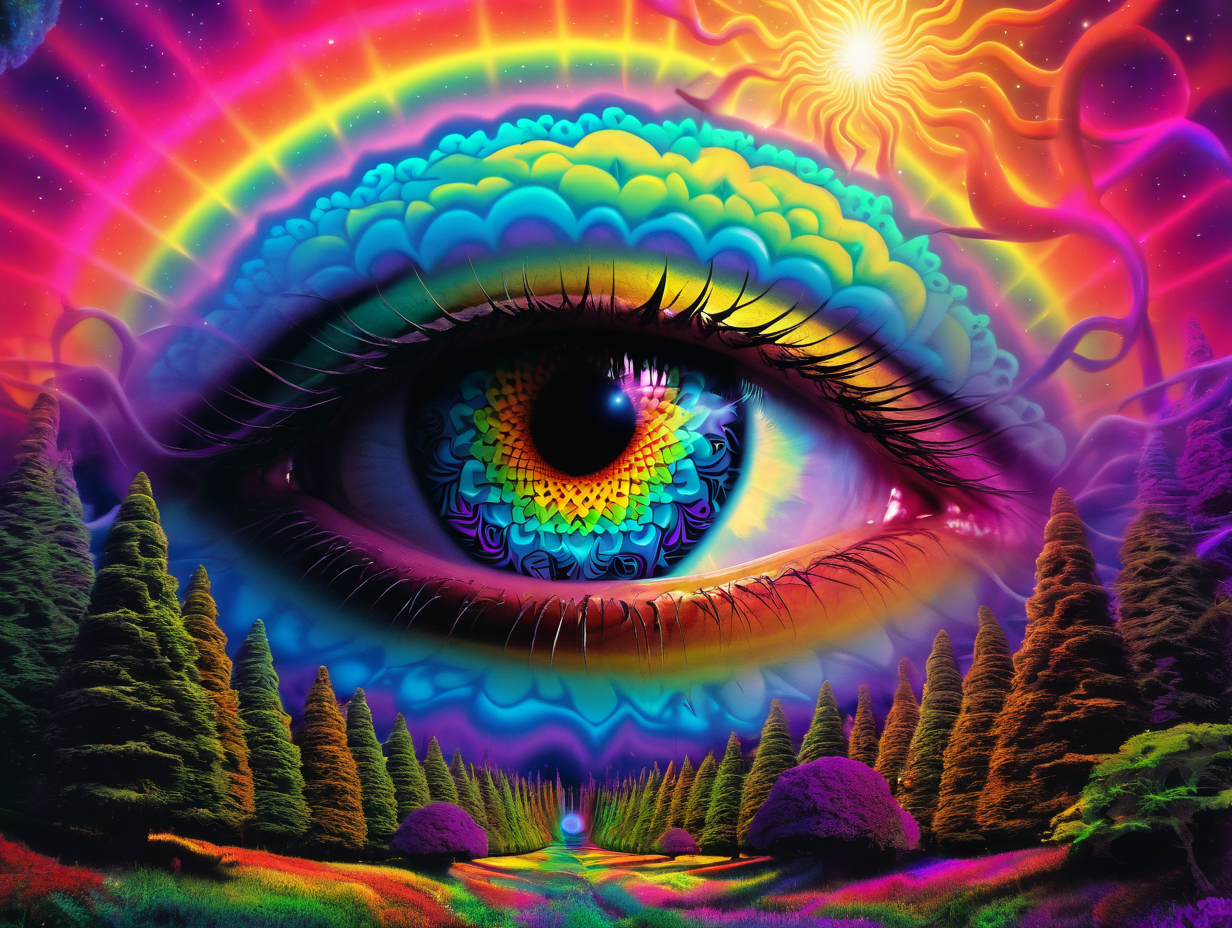 Psychedelic Brain Tripping on DMT in Saturated Colors