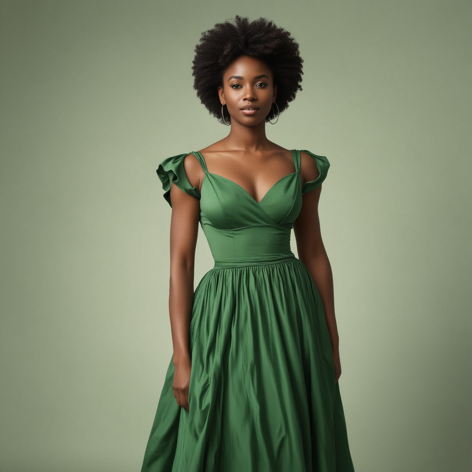 black woman in a green dress
