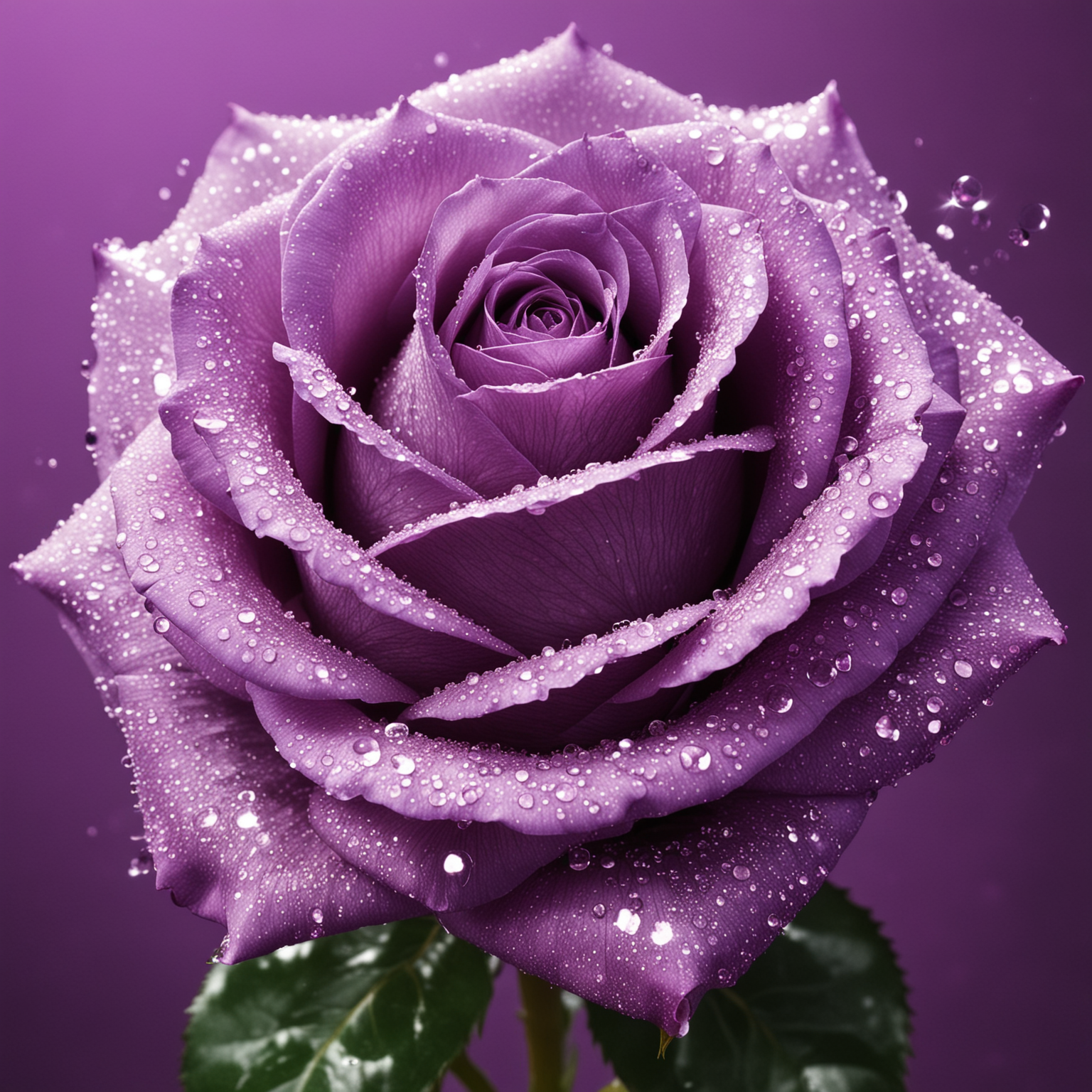 Vibrant Purple Sparkling Rose Blossoming in Twilight