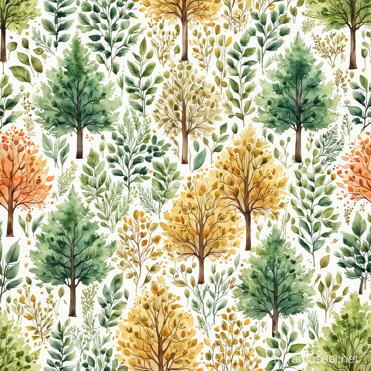 watercolor tree pattern