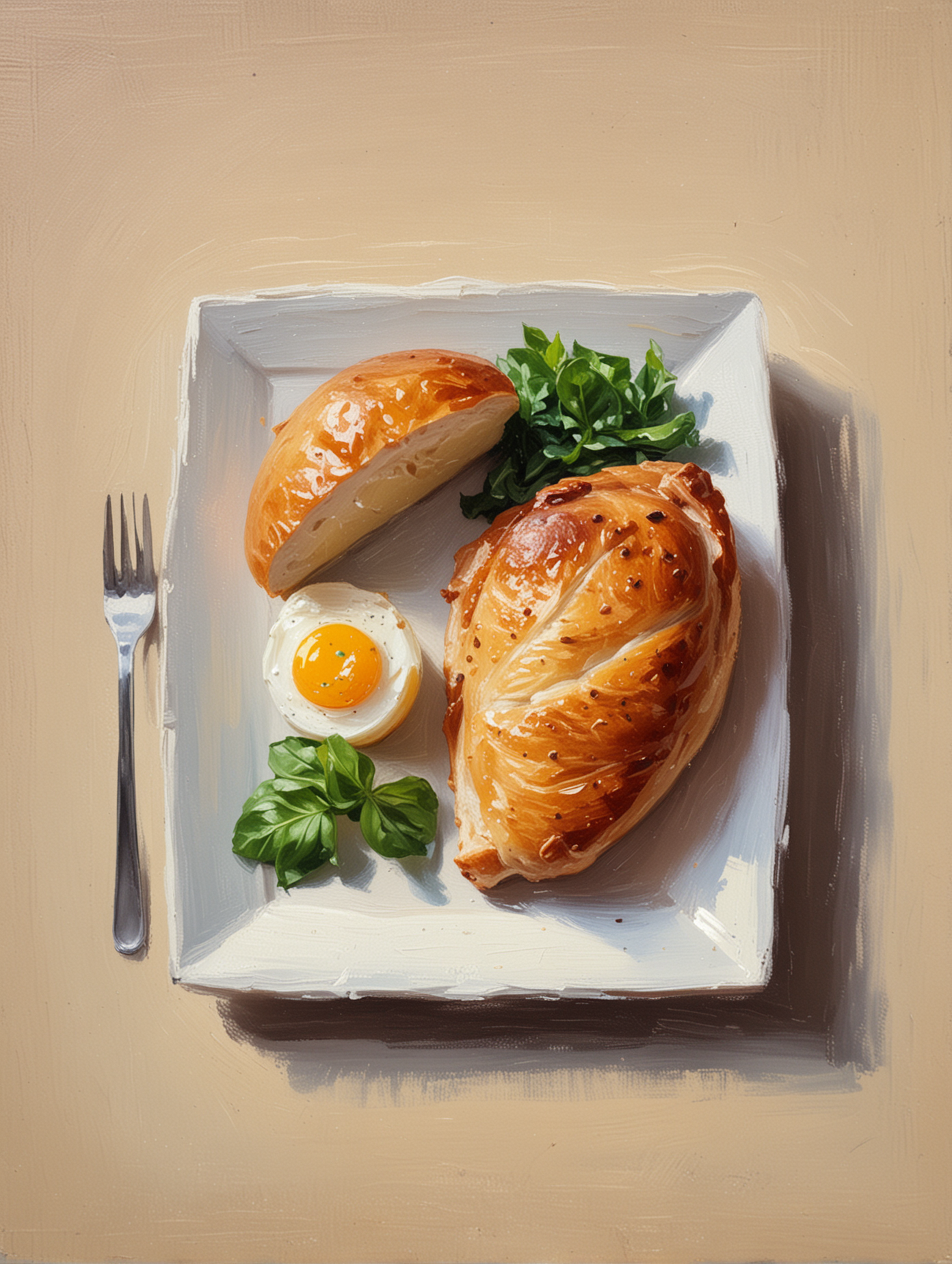 Impressionist painting of a small simple meal