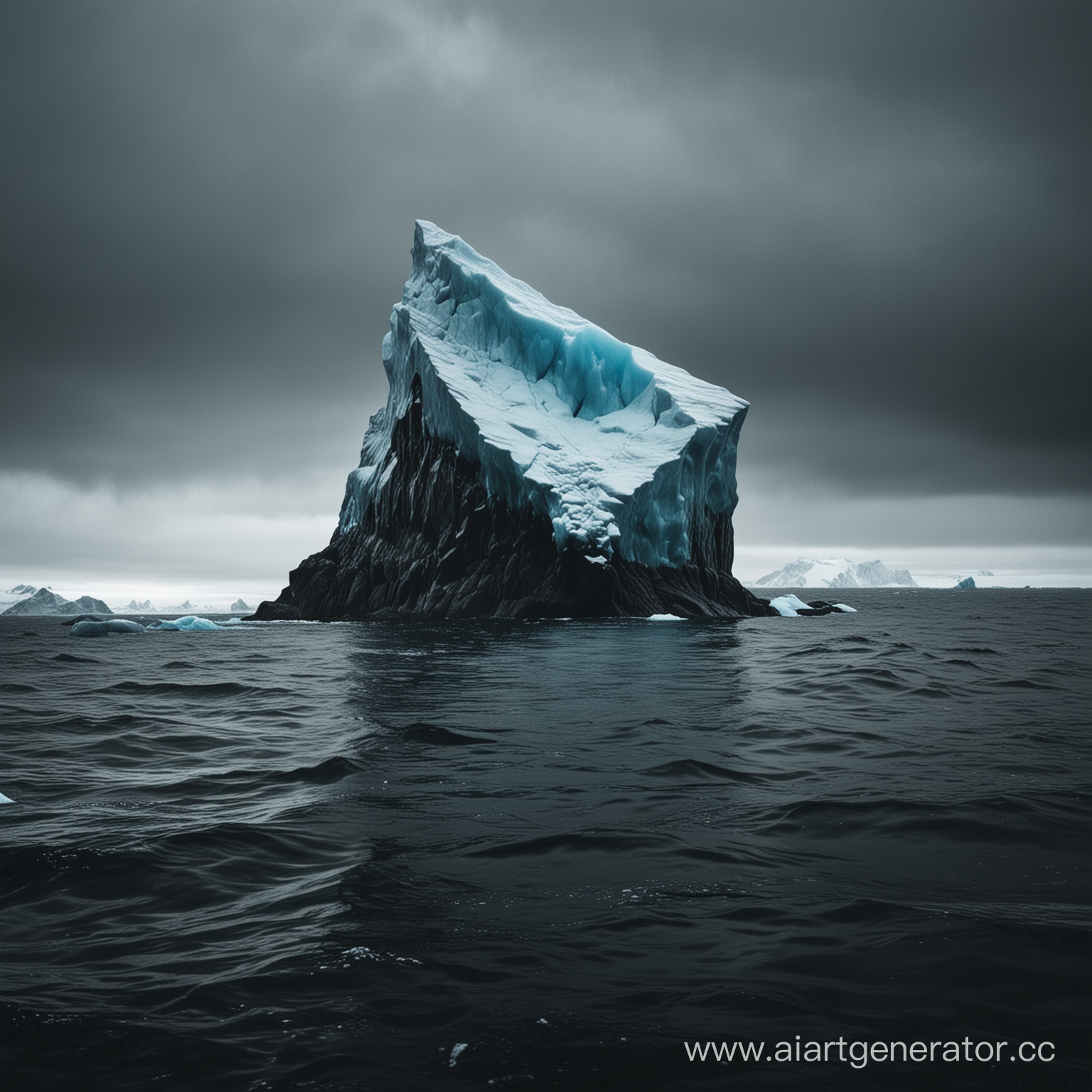 тёмный мрачный таинственный айсберг в океане