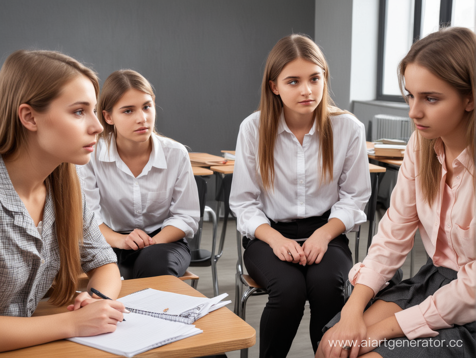 коррекция подростков с девиантным поведением. юные девушки в школе с психологом