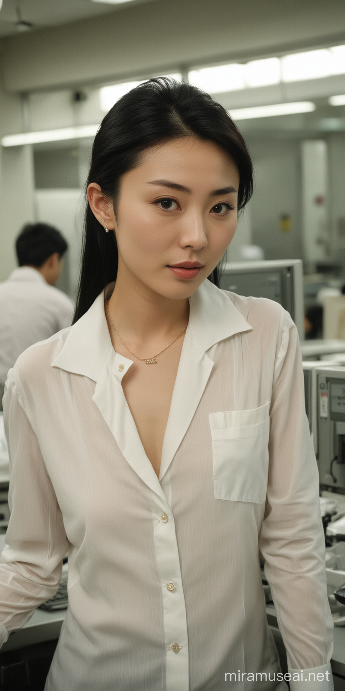20岁的王祖贤中国美女，是个白领，在公司加班。