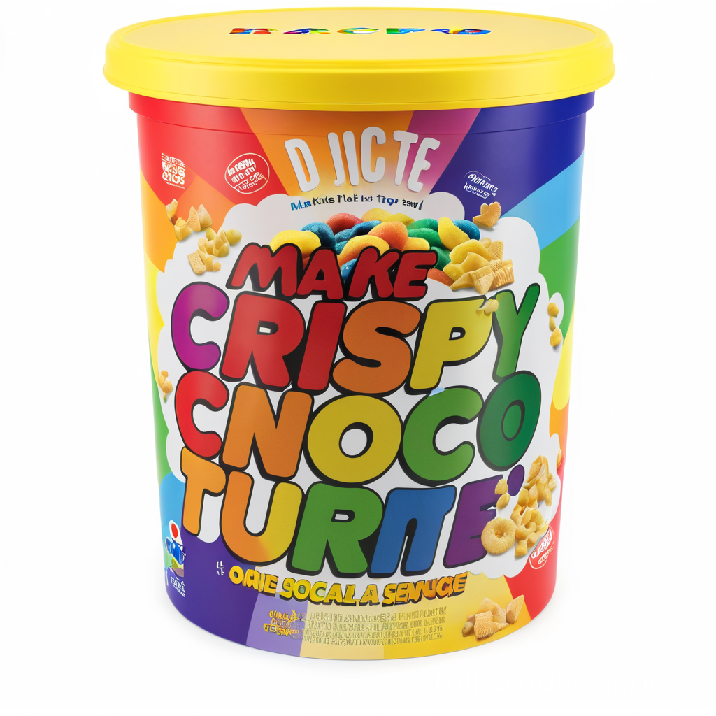 Colorful Rainbow Snack Tub with Yellow Base and Round Top
