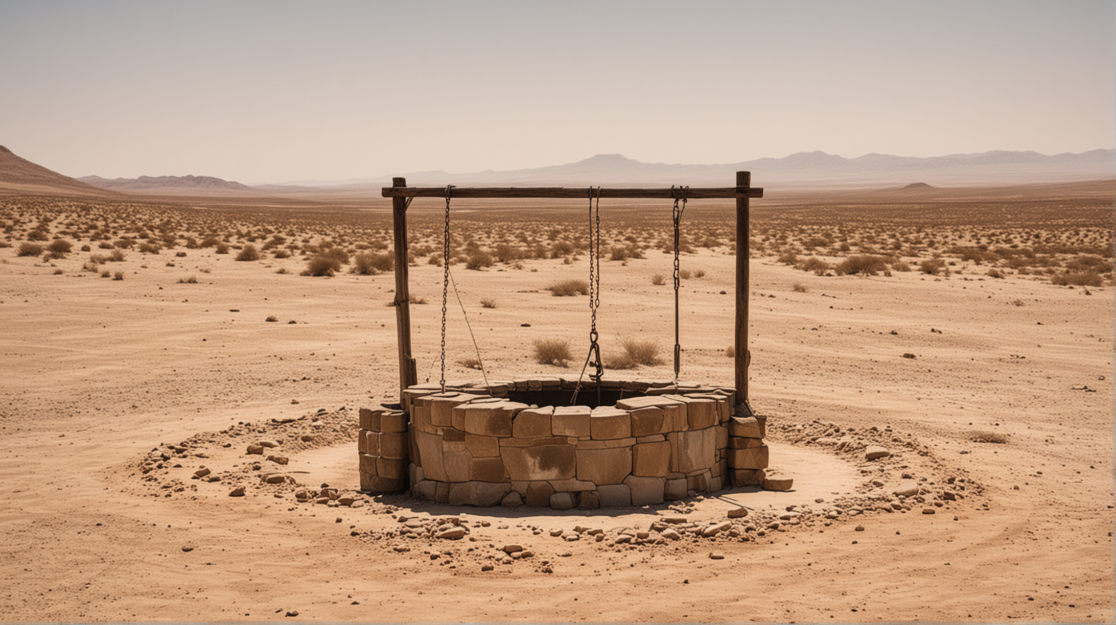 Desolate Desert Landscape with Lone Well