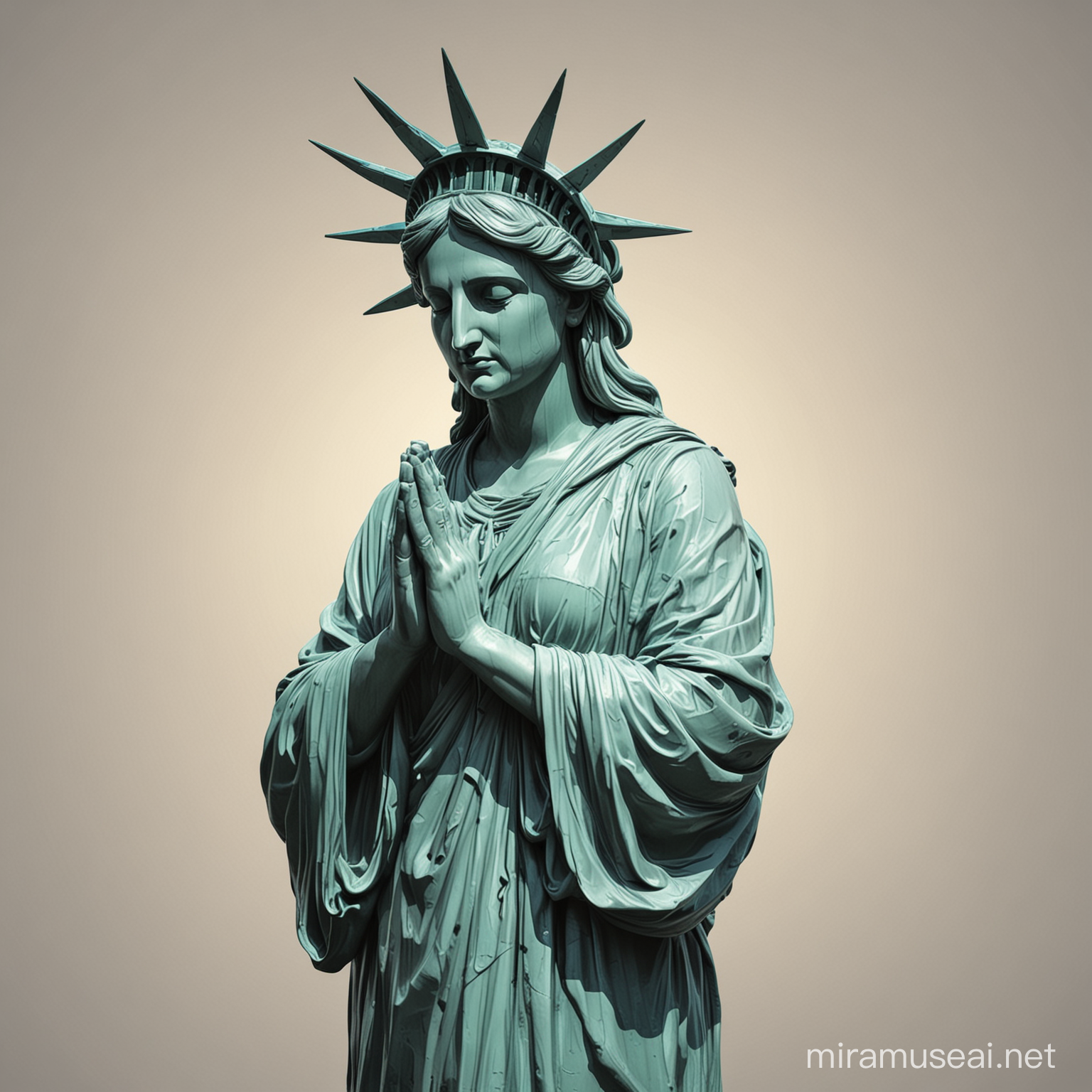 Vector Illustration Statue of Liberty Praying in Reverence