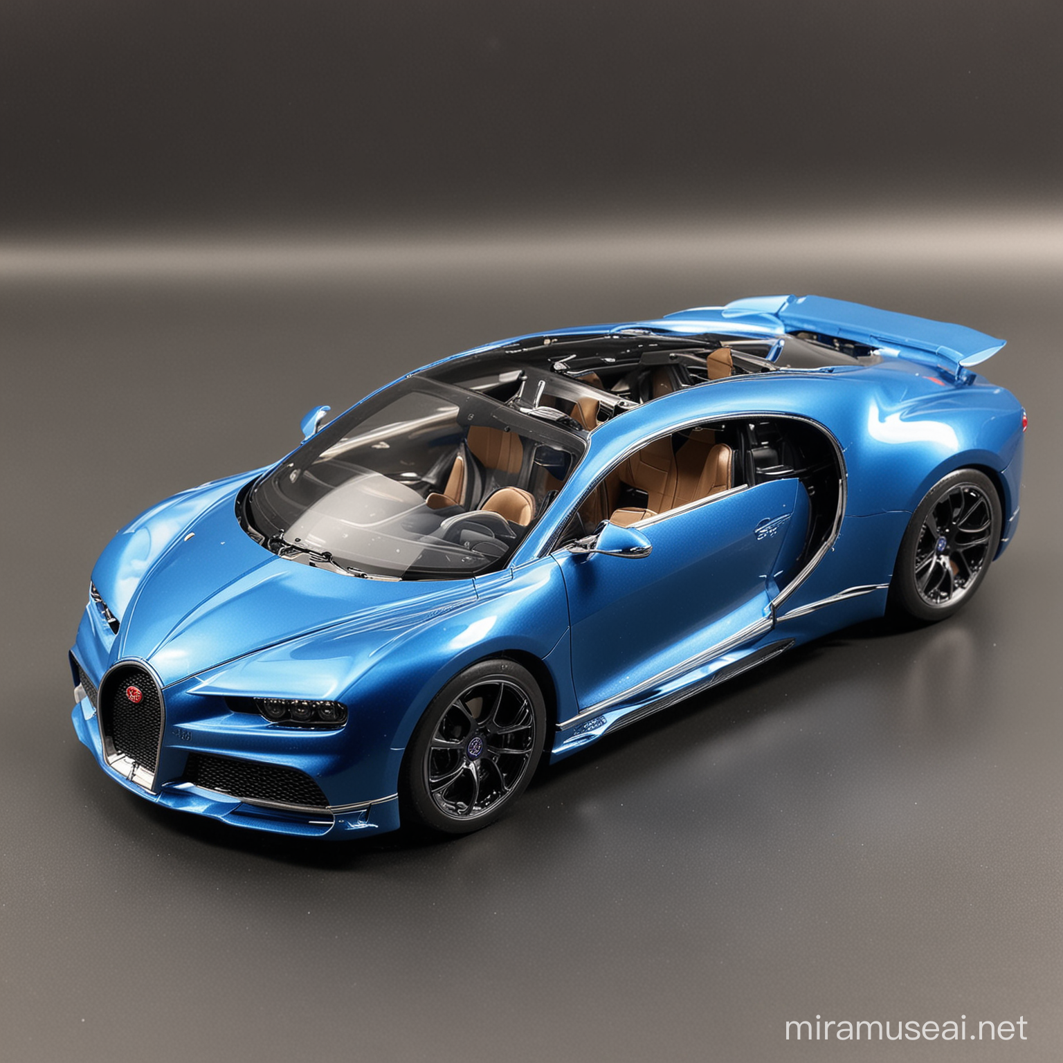 Metallic Bugatti Chiron Model Remote Control Car in Blue Showcase