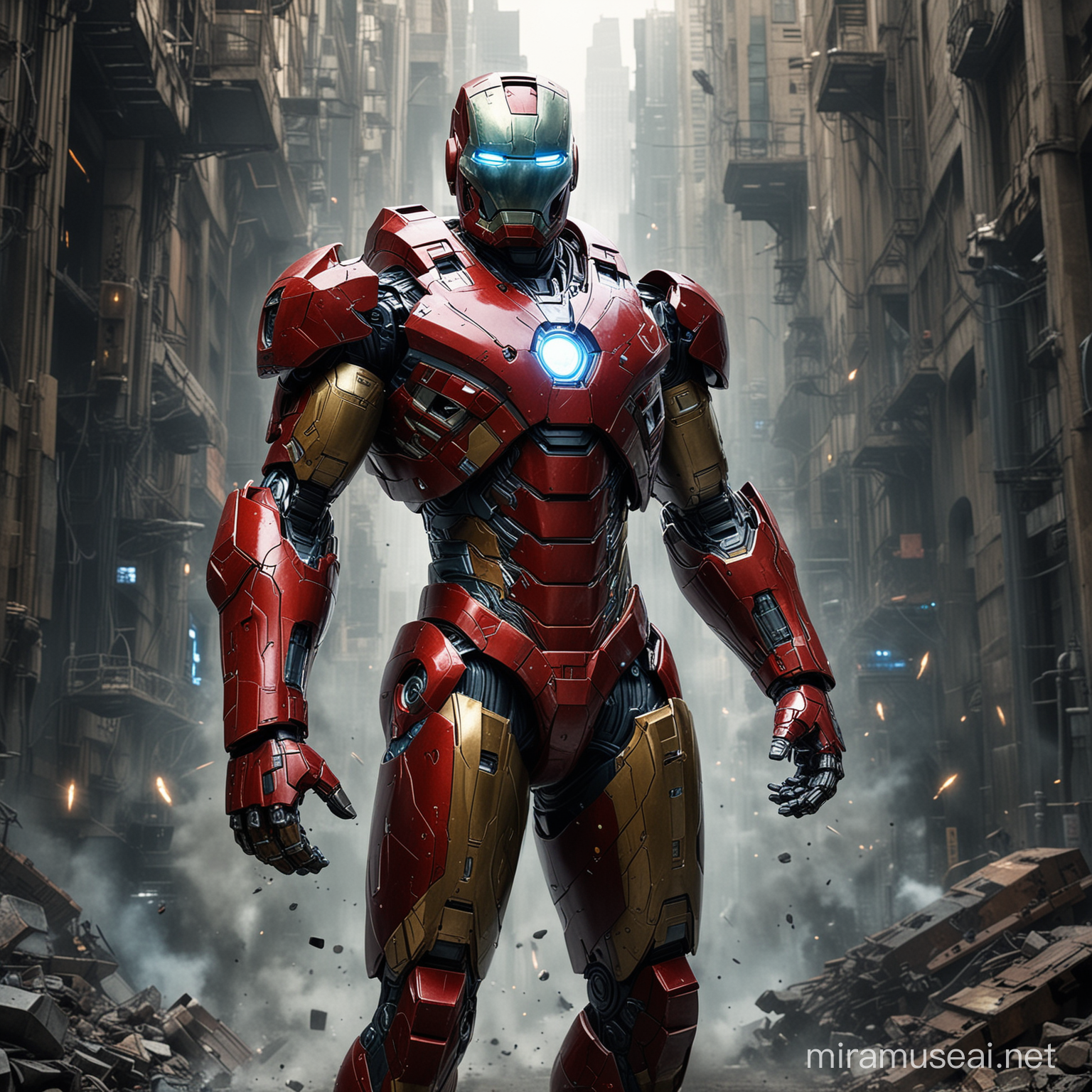 Dynamic Iron Man Illustration Technological Marvel Revealed in Intricate Lines