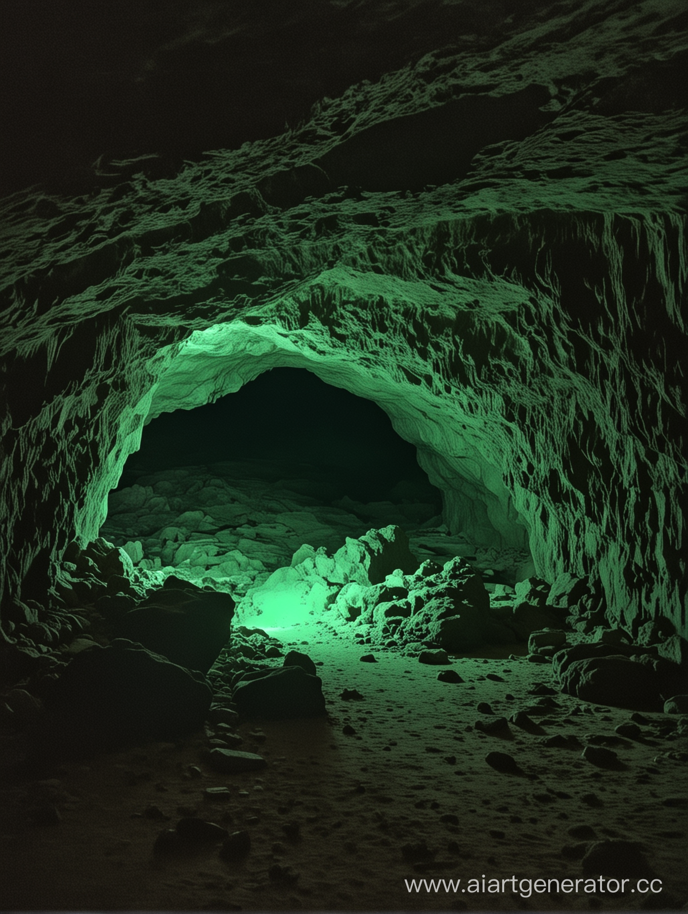 Пещера с зеленоватым свечением