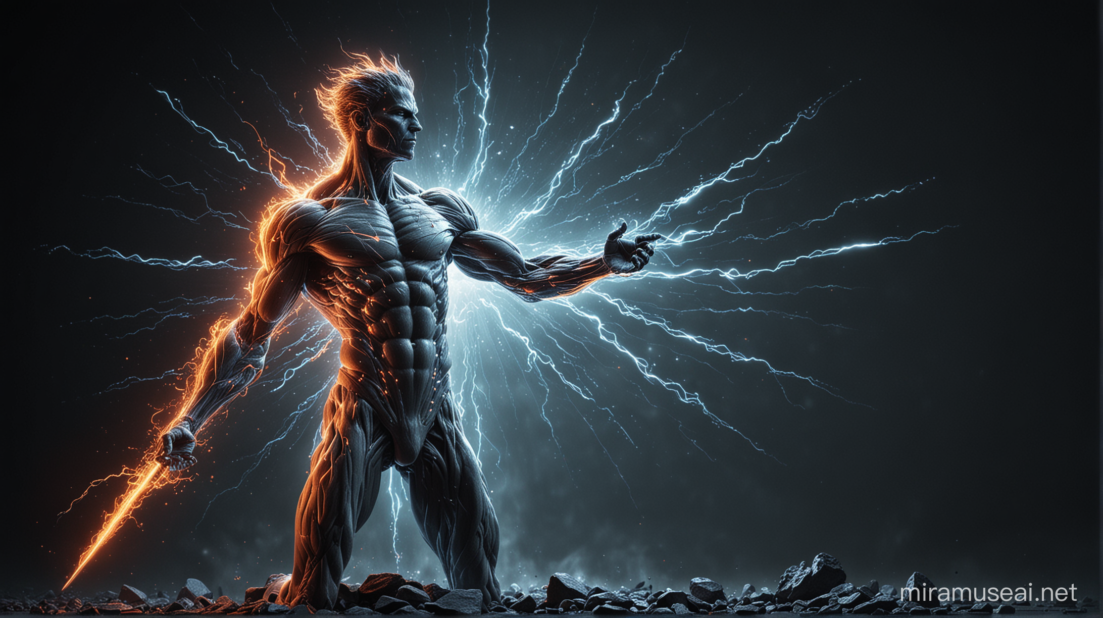 Display visuals of energy pulsating or glowing around a warrior's body, illustrating the concept of life force.