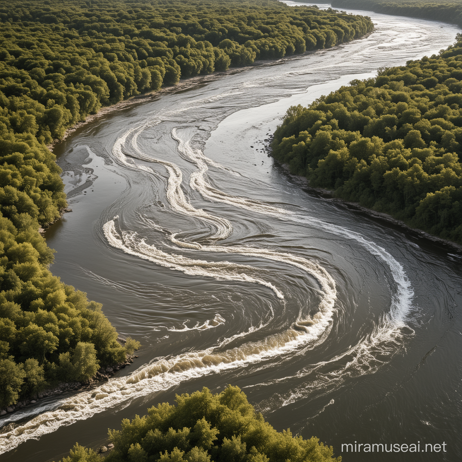 Dynamic River with Surging Waves Natural Water Landscape